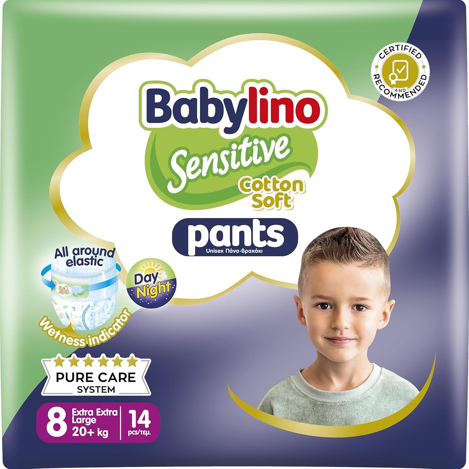 Pannolini Sensitive Cotton Soft, taglia 4, Pantaloni Maxi (7-13 kg), 22 pezzi