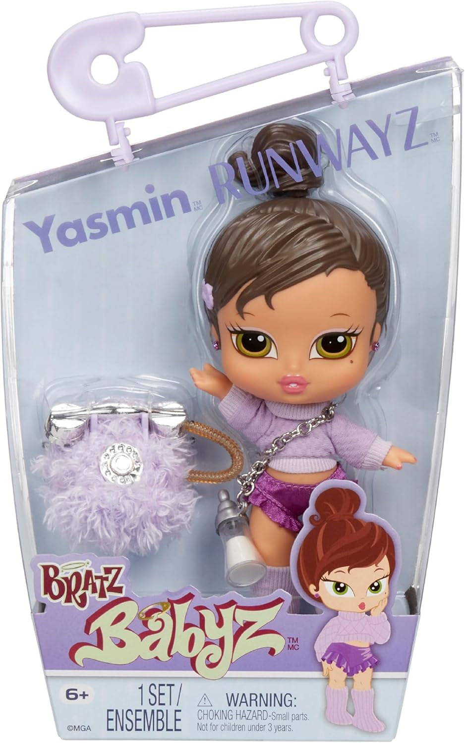 Bratz Babyz Runwayz Doll - Jade - 1 Sammel-Modepuppe mit Modischem Outfit, Niedliche Babypuppe mit einer Halskette, die Auch Als Schlüsselanhänger Dient - Kinderspielzeug - für Kids ab 6 Jahre