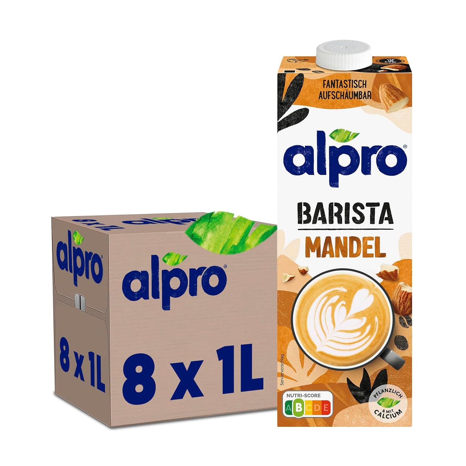 Alpro Barista Haferdrink – Zum Aufschäumen – Vegan und milchfrei – Von Natur aus lactosefrei – Rich an Ballaststoffen, Calcium und Vitaminen – 8 x 1 L – Haltbar