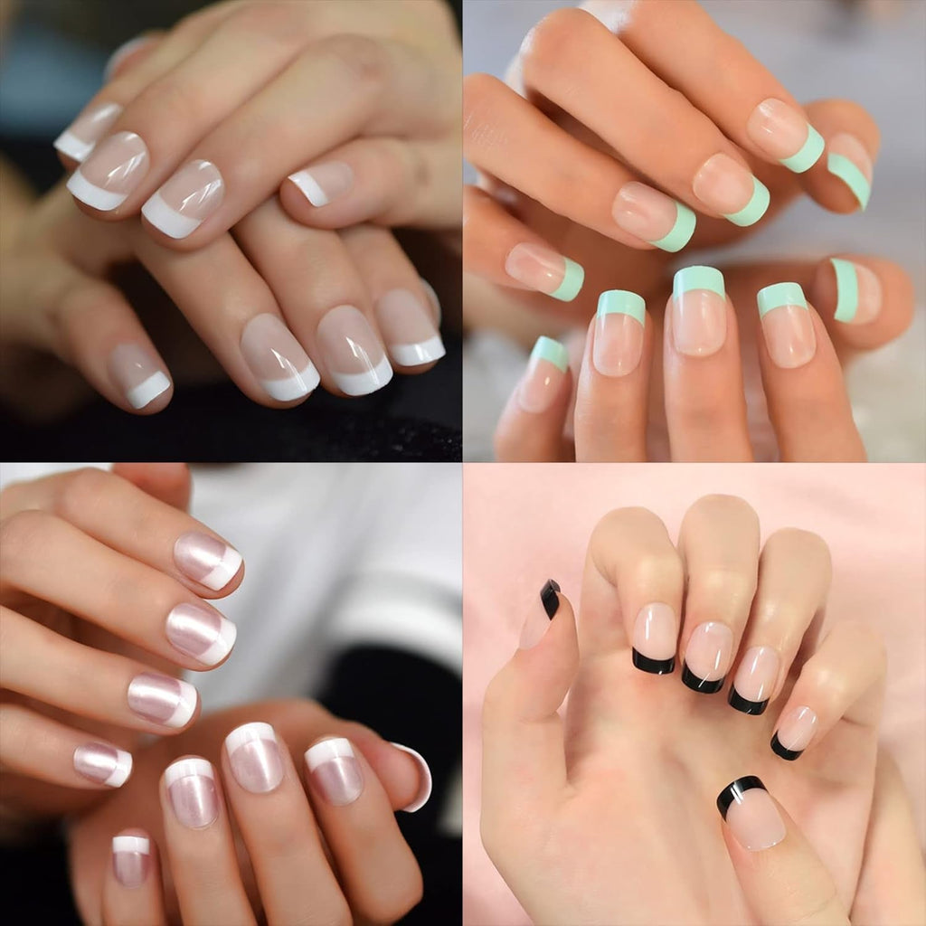 600 de bucăți unghii artificiale scurte ovale, 12 dimensiuni acrilice cu jumătate de acoperire, vârfuri de unghii false, unghii artificiale, pentru manichiură femei salon DIY (transparent)