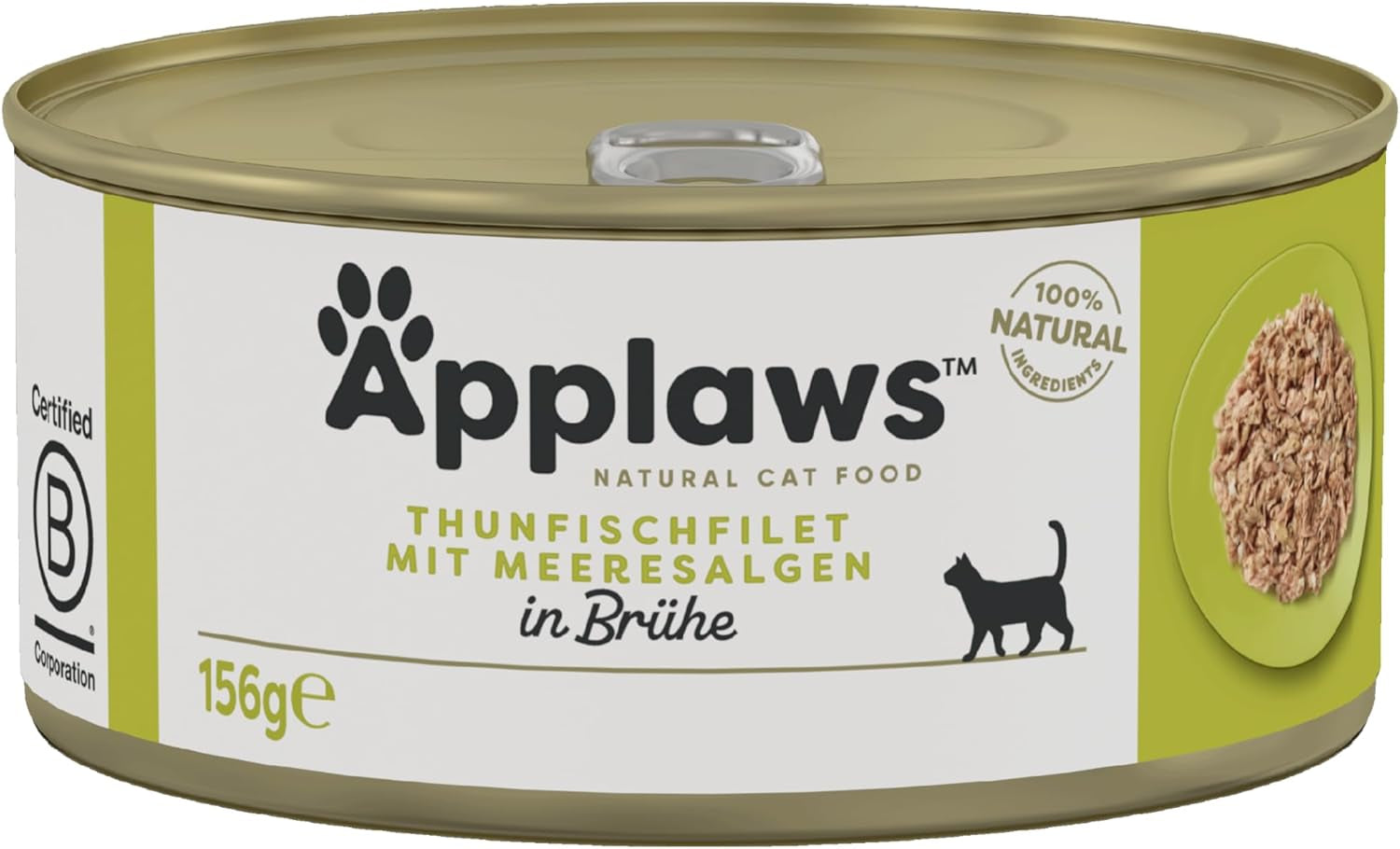Applaws 100% natürliches Premium-Nassfutter für Katzen, Thunfischfilet mit Algen in Brühe - Packung mit 24 x 156g Dosen