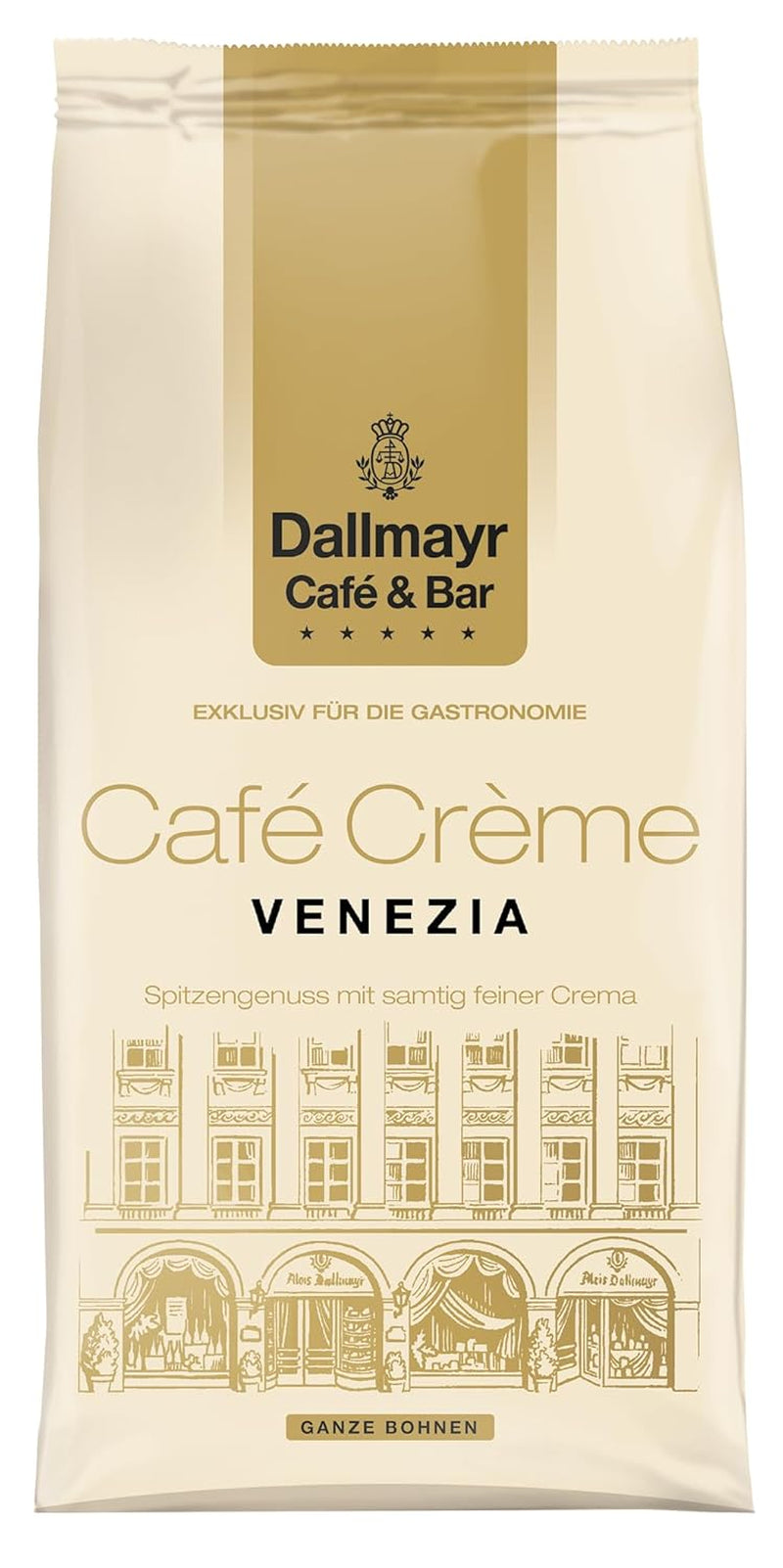 Dallmayr Café Crème Venezia - Kaffeebohnen entwickelt für die Gastronomie in premium Industriequalität *Für echte Genießer* (Geröstete Kaffeebohnen, 1 kg, Café Creme - VENEZIA)