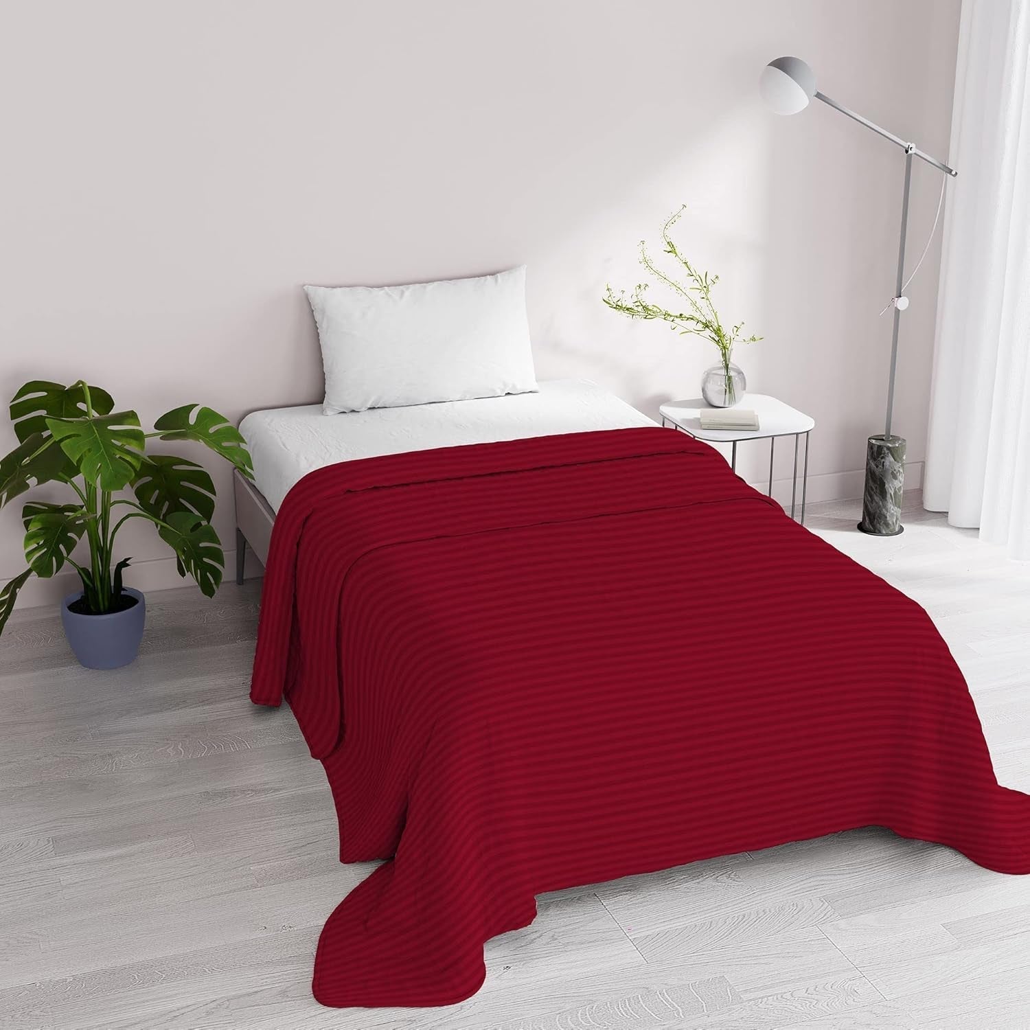 Cuvertură de vară Satin Stripes, poliester, crem, 260X250 Cm Plapumi si pilote Naty Shop Bordeaux 170X250 Cm