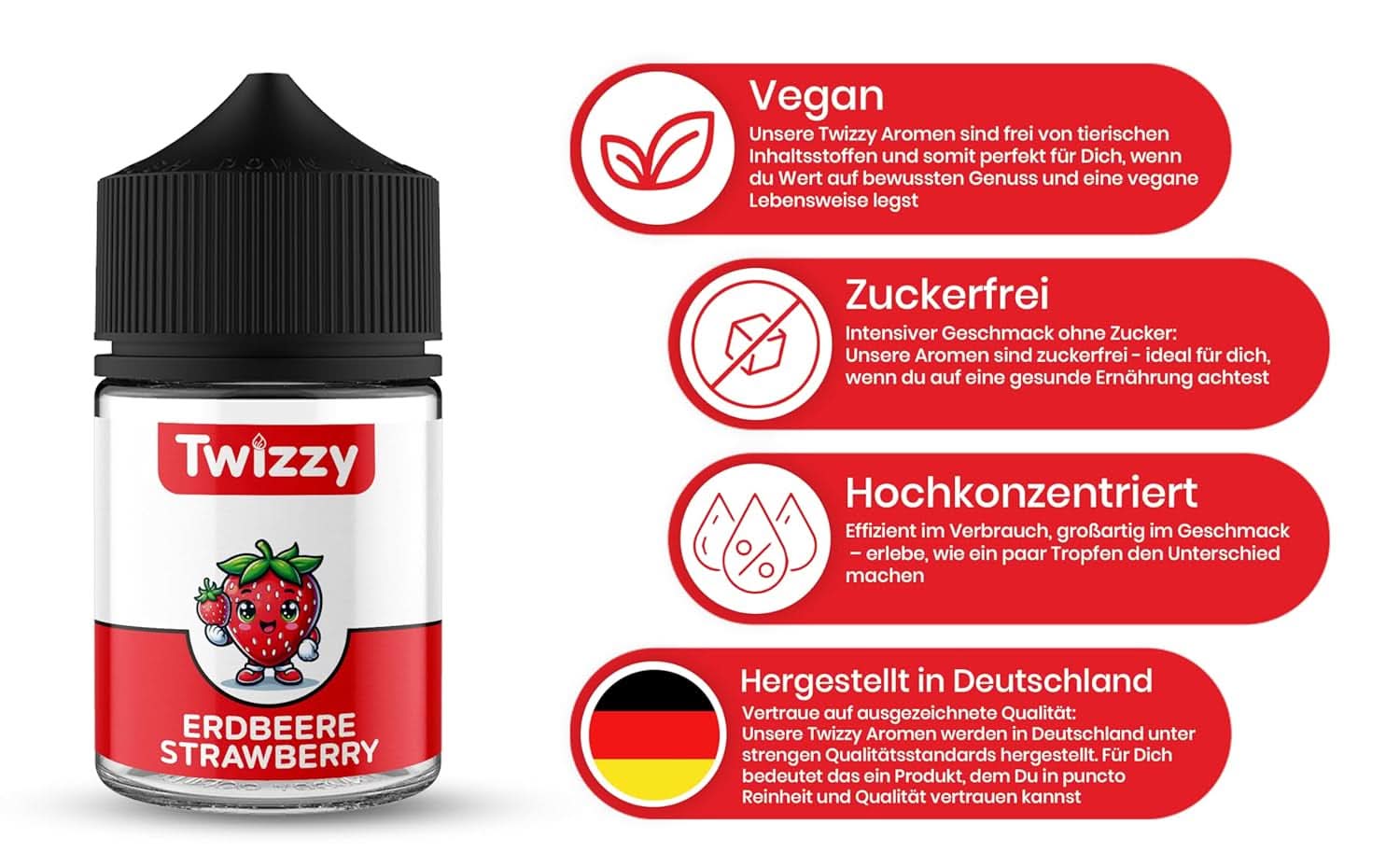 Twizzy Aroma Concentrato Fragola, 60 ml Aromi Naty Shop