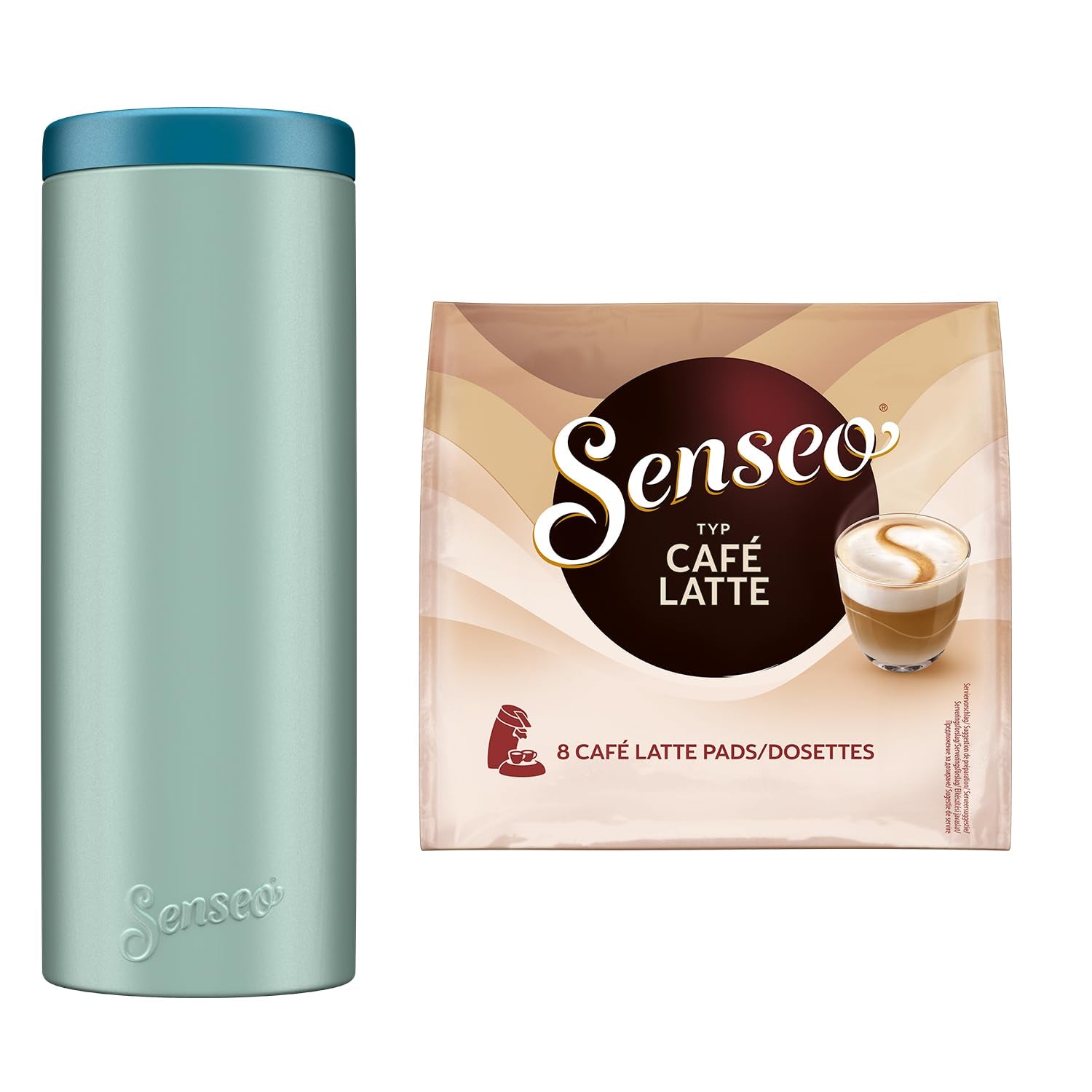 Senseo Pads Café Latte, 10 x 8 Getränke, 80 Kaffee Pos, iklusive Senseo Pad Dose