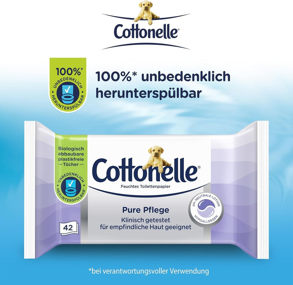 Șervețele umede Pure Care, ultra-sensibilă, 99% apă, 12 X 42 de șervețele, fără parfum și hipoalergenică