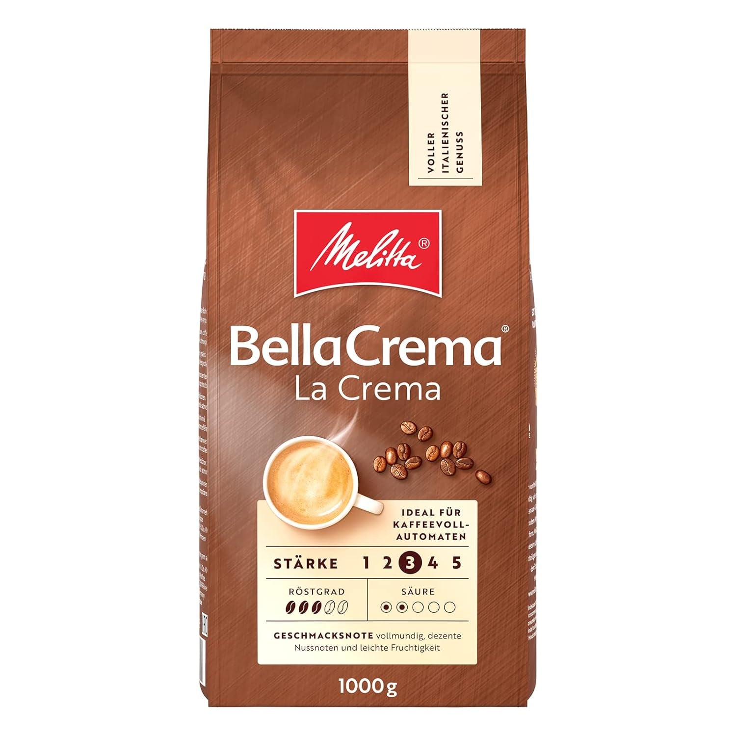 Boabe de cafea Melitta BellaCrema La Crema 1kg și boabe de cafea decofeinizate BellaCrema Decaffeinato 1kg