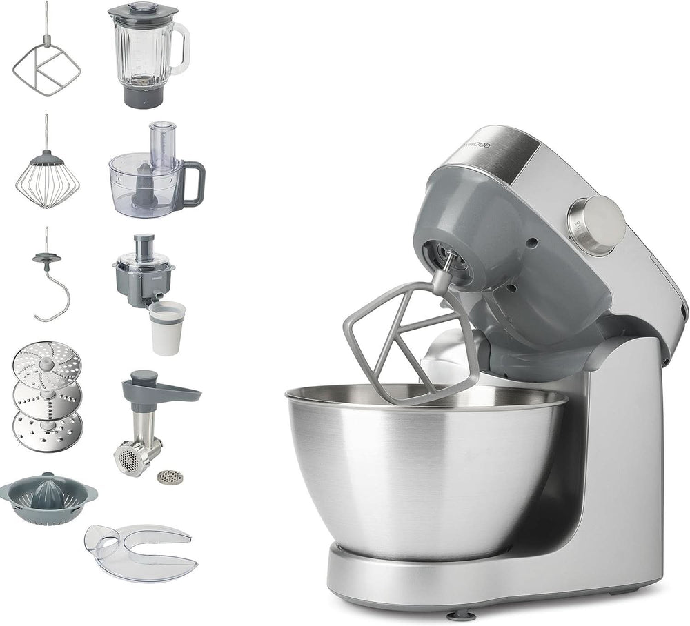 Kenwood Prospero+ KHC29A.R0SI Macchina da cucina, 4,3 L Edelstahlschüssel, Inkl. 10-Teiligem Zubehör-Set Mit Fleischwolf, Glas-Mixer, Zitruspresse, Entsafter Und Mehr, Inkl. Easyweigh Waage, 1000W, Silber Madre e bambino Naty Shop Silber Inkl. 9 Accessori