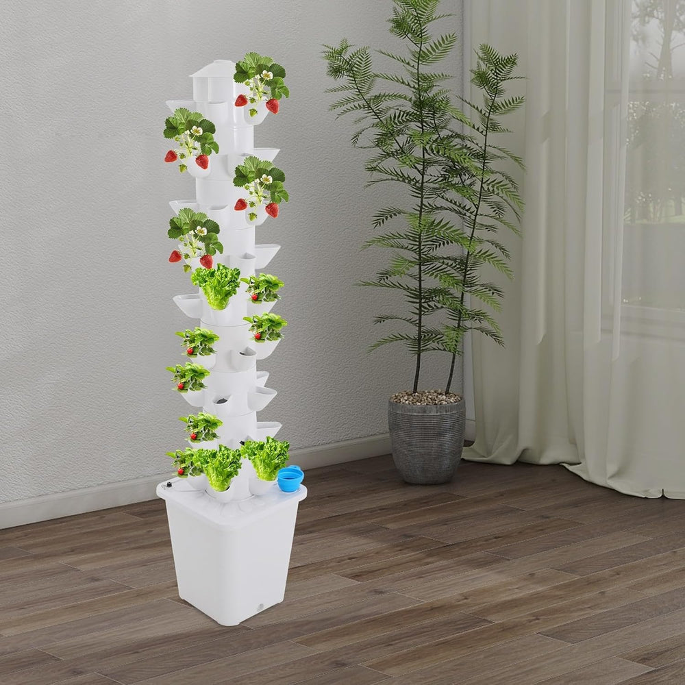 Sistema idroponico Torre idroponica Giardino di erbe aromatiche per interni Sistema di coltivazione idroponica con 45 posizioni di piantagione Pompa dell'acqua Serbatoio dell'acqua 20 litri verticale per fiori e verdure