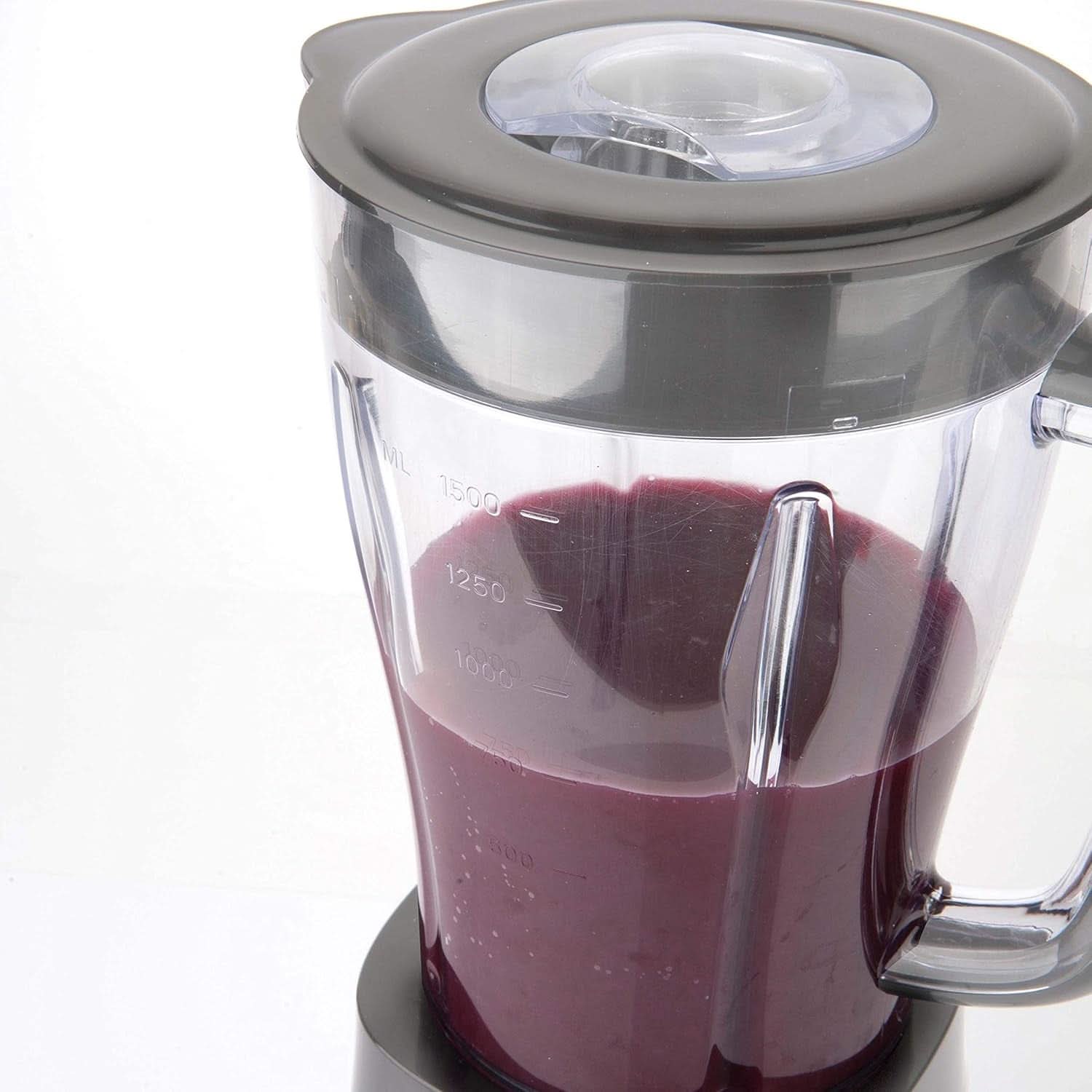 BLACK+DECKER Impastatrice | 500 W | 2 velocità | Funzione impulso | Tappeto in vetro | 1,5 l | Edelstahlmesser Mit 4 Klingen | Herausnehmbar Und Leicht Zu Reinigen | Weiß und Grau Cucina Naty Shop