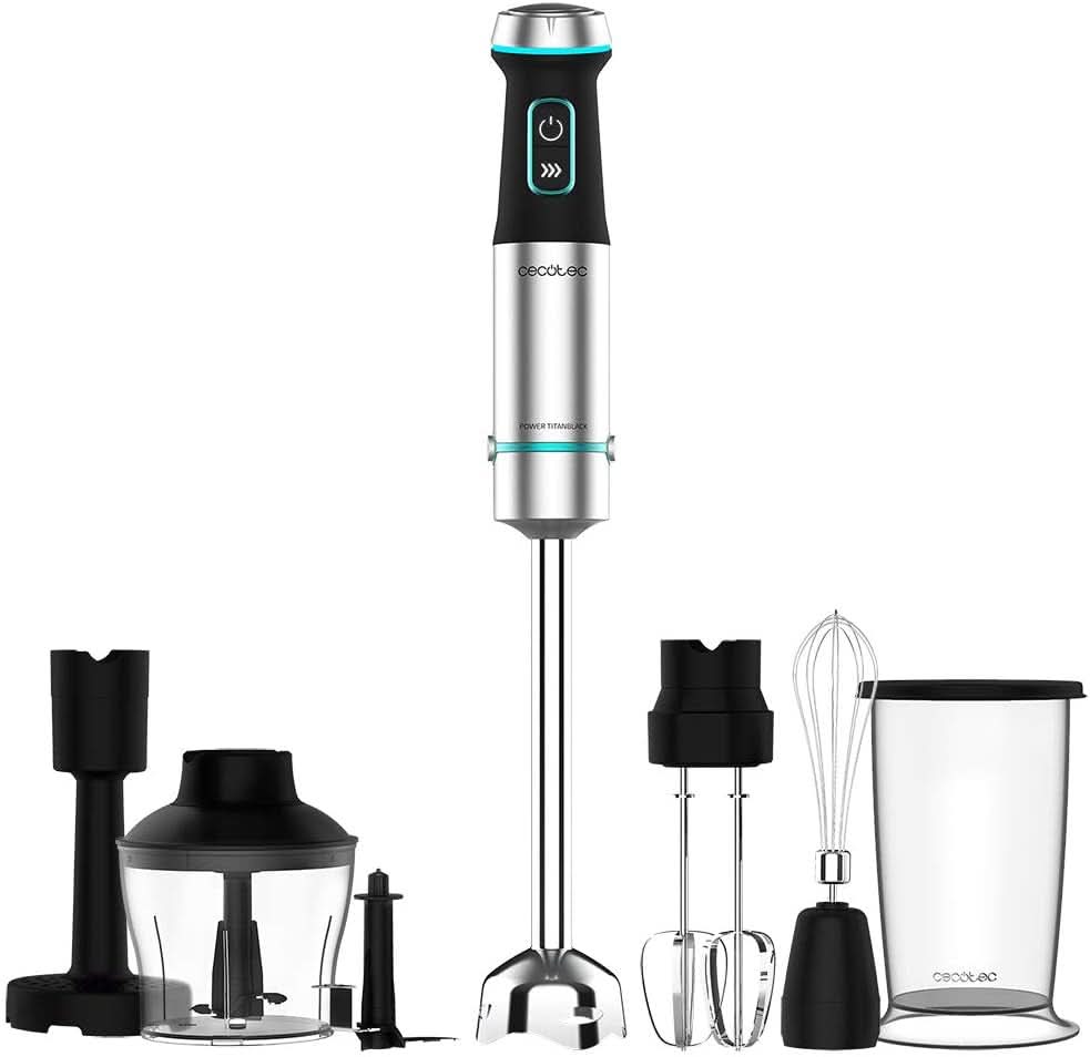 Cecotec Stabmixer Power Titanblack 1500 XL Perfectcream&Crush. 1500 W, Crossblades Technologie Mit 4-Klinge-Blättern Mit Schwarzer Titan-Beschichtung, Extralangem Fuß, Spritzschutz-Klingeneinsatz Mother and Child Naty Shop 1200 W 6 Zubehör