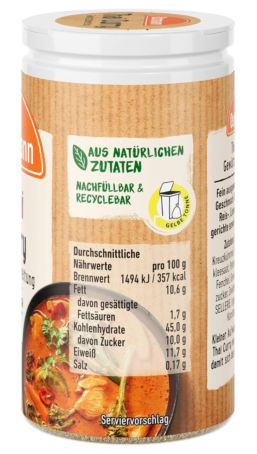 Ostmann Gewürze - Curry tailandese Gewürzzubereitung | Nachfüllbare & Recyclable Verpackung | 40 g in Der Streudose