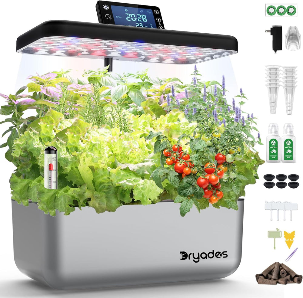 Sistema di coltivazione idroponica: 8 capsule, lampada LED a spettro completo da 24 W con avviso di livello basso dell'acqua | Giardino interno per cucina, soggiorno, scuola | Idea regalo per giardinieri dilettanti