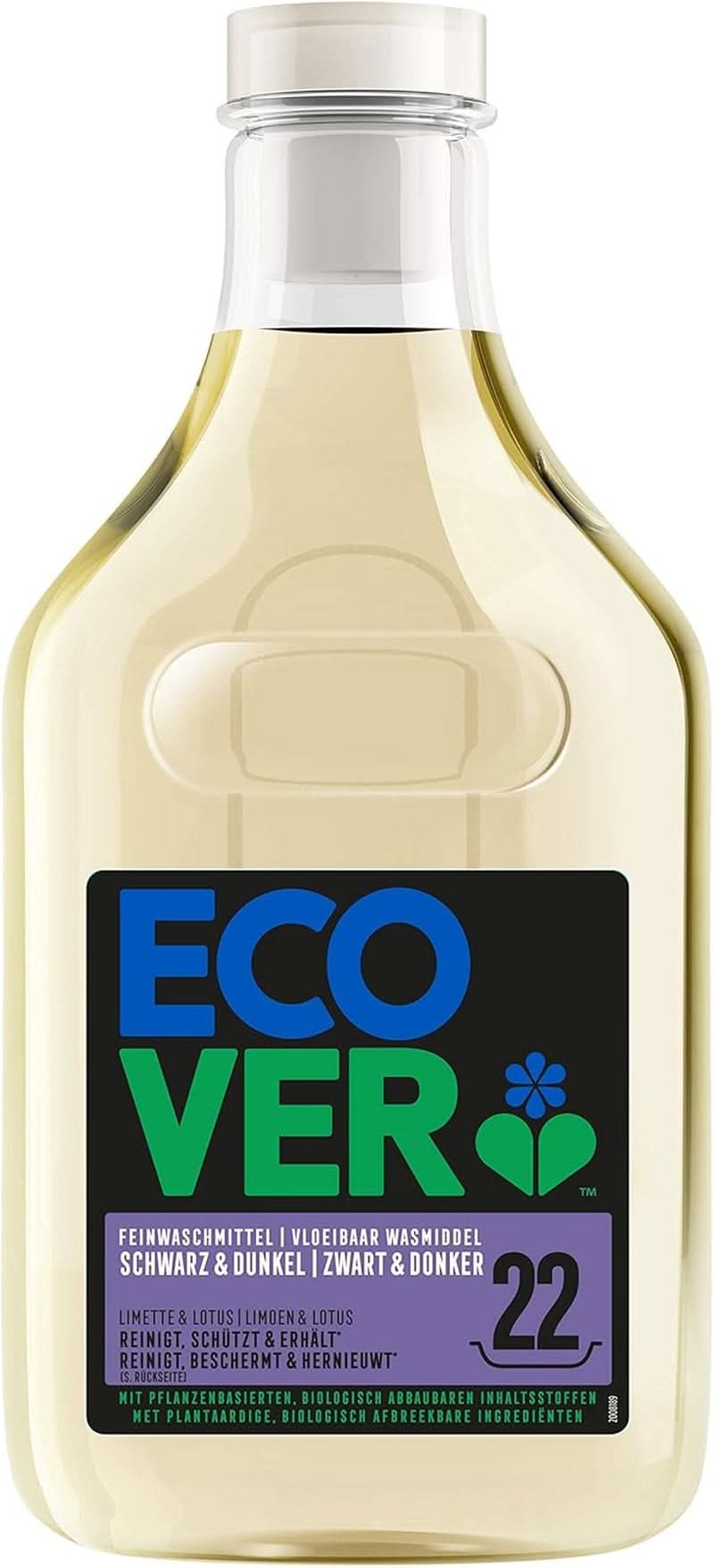 Ecover Detersivo Delicato Nero & Scuro - Lime & Loto (5 litri, 111 lavaggi), Detersivo liquido con ingredienti vegetali per bucato scuro Naty Shop 1 litro