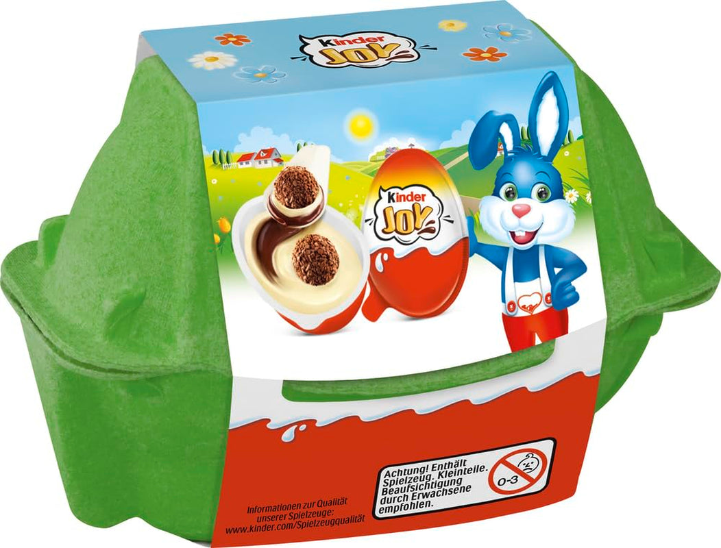 Kinder Joy confezione da 2 - Una metà con deliziosa crema al latte e cacao e palline croccanti, l'altra metà con una grande sorpresa - Cioccolato pasquale, dolci pasquali - Regalo di Pasqua - 40g