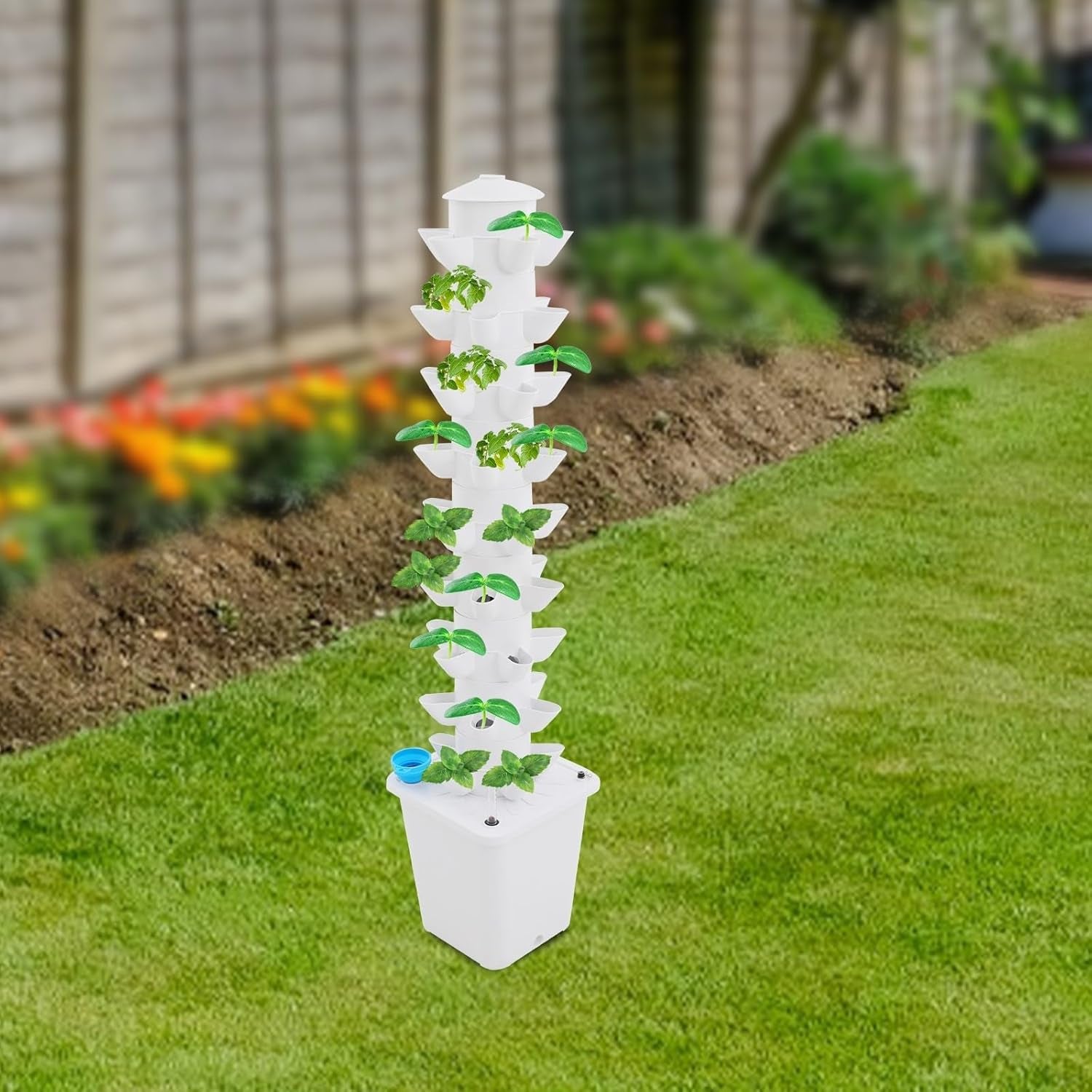 Sistema idroponico Torre idroponica Giardino di erbe aromatiche per interni Sistema di coltivazione idroponica con 45 posizioni di piantagione Pompa dell'acqua Serbatoio dell'acqua 20 litri verticale per fiori e verdure