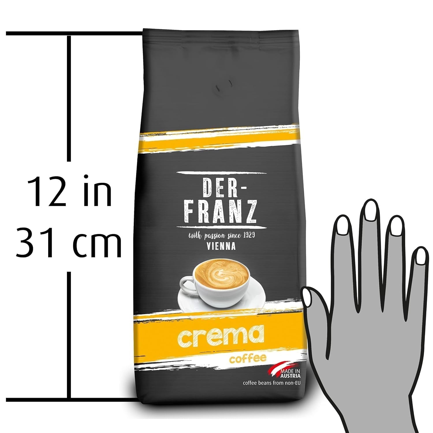 DER-FRANZ Cafea Crema, Intensitate 4/5, 100% Arabica, boabe de cafea întregi, 4 X 1000 G Cafea Naty Shop