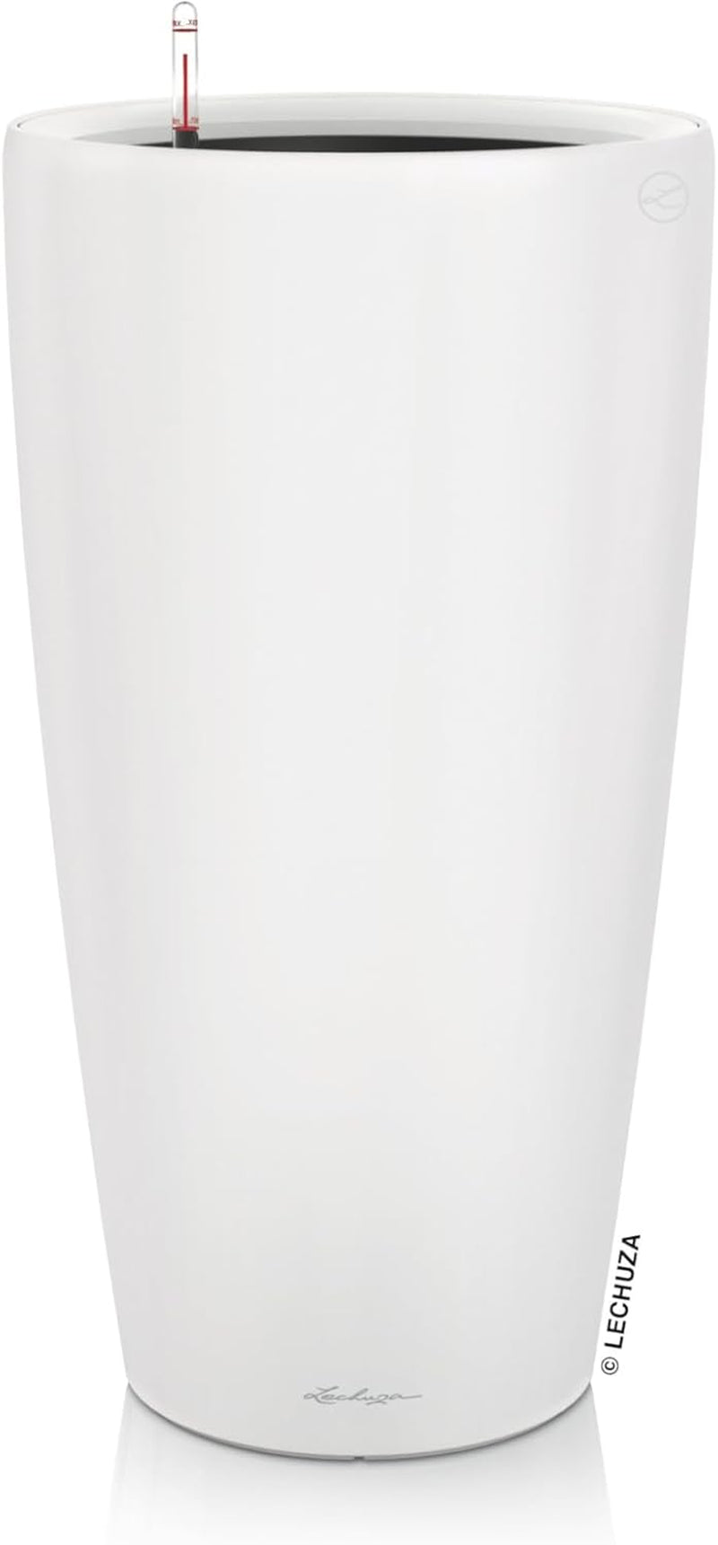 Jardinieră LECHUZA Rondo Premium 32 Alb Mat | Coloană pentru plante cu sistem de udare, indicator al nivelului apei și insert pentru plante | Finisaj mat | Ø 32,5 x 56,5 cm | 15786