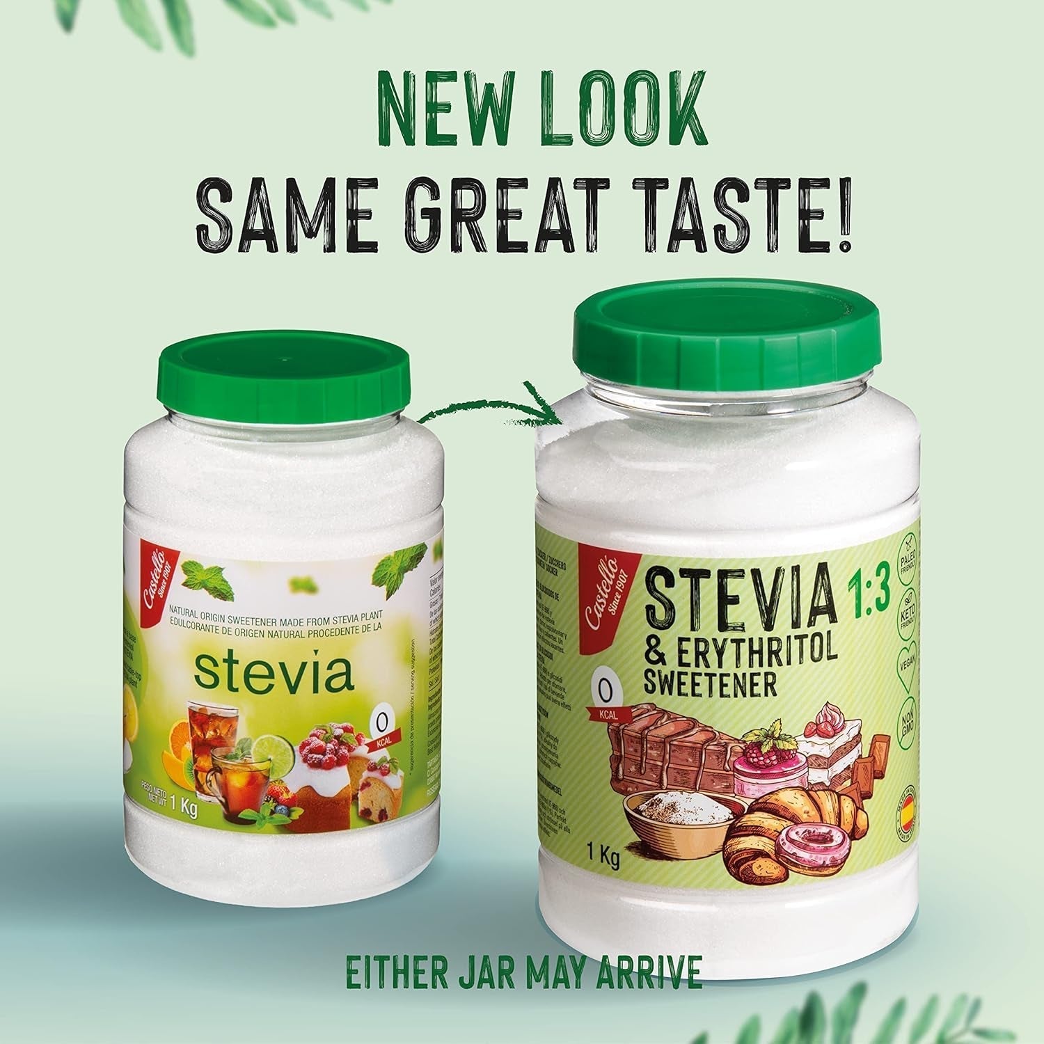 Stevia + eritritolo 1:3 sostanza nutriente | 1G = 3GZucker | 100% Zuckerersatz naturale - 0 Kalorien - 0 Glykämischer Index - Keto und Paleo - 0 Netto-Kohlenhydrated - Kein GVO - Castello since 1907-1 Kg Dolcificanti Naty Shop