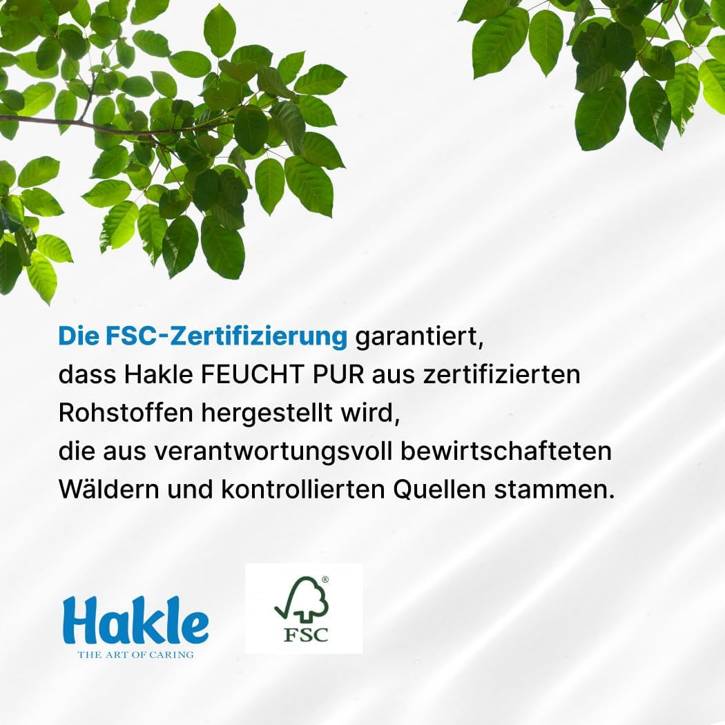 Hakle Feucht Pur Într-un pachet de 12, 504 șervețele (12 X 42 foi), Șervețele umede hrănitoare, Șervețele umede cu 99% apă, Șervețele umede rapid solubile în apă