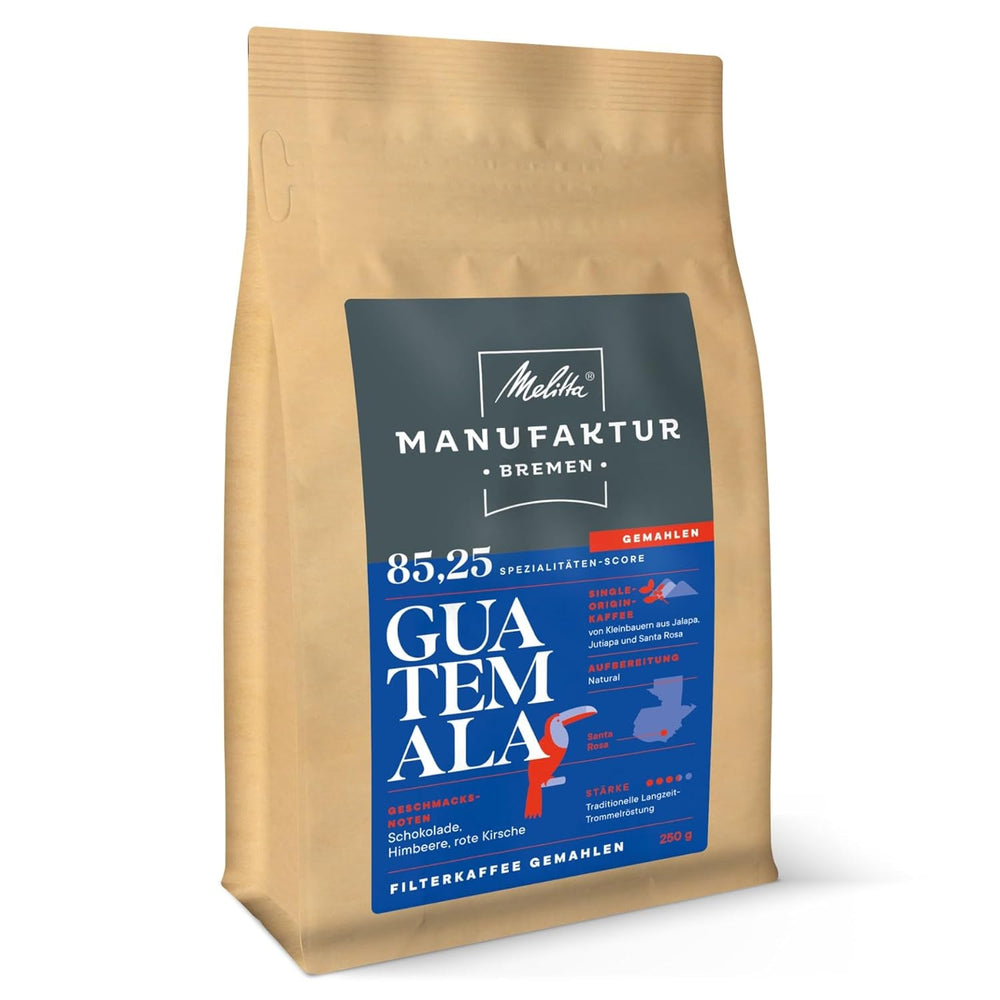 Melitta Manufaktur-Kaffee Guatemala Miele, Caffè speciale, 250 G, Chicchi di caffè interi, Non macinato, Caffè monorigine, Tostato delicato, Tostato in Germania, Forza 3 Naty Shop Coffee 250 Grammi Guatemala Macinato Naturale