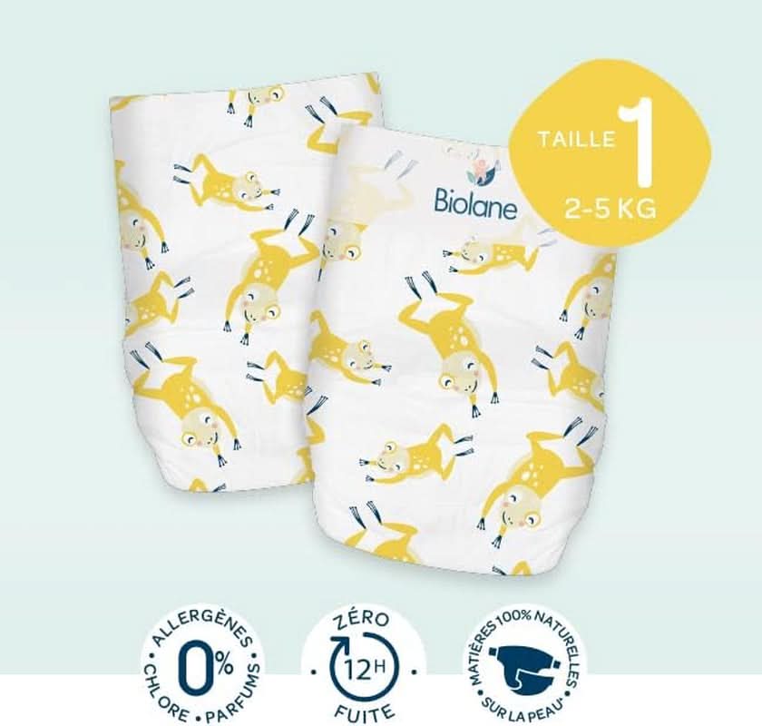 Scutece Biolane pentru piele sensibila - deosebit de absorbanta, fara scurgeri, 12 ore uscate, diverse marimi Mama si Copilul Naty Shop