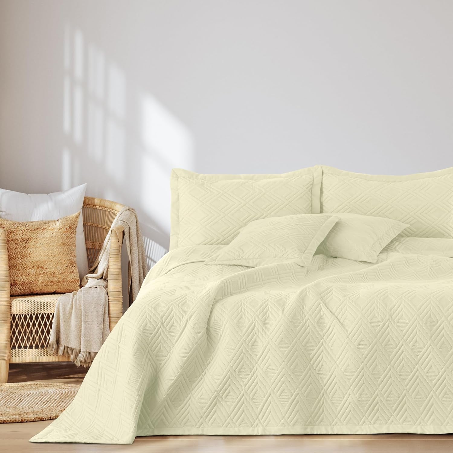Ameliahome Cuvertură de pat 170X210 Cm Cuvertură de pat cu două fețe Ultrasonic Quilting Poliester Ophelia Dark Green Paturi si Cuverturi Besuche den AmeliaHome-Store Ophelia cremă 220X240 Cm