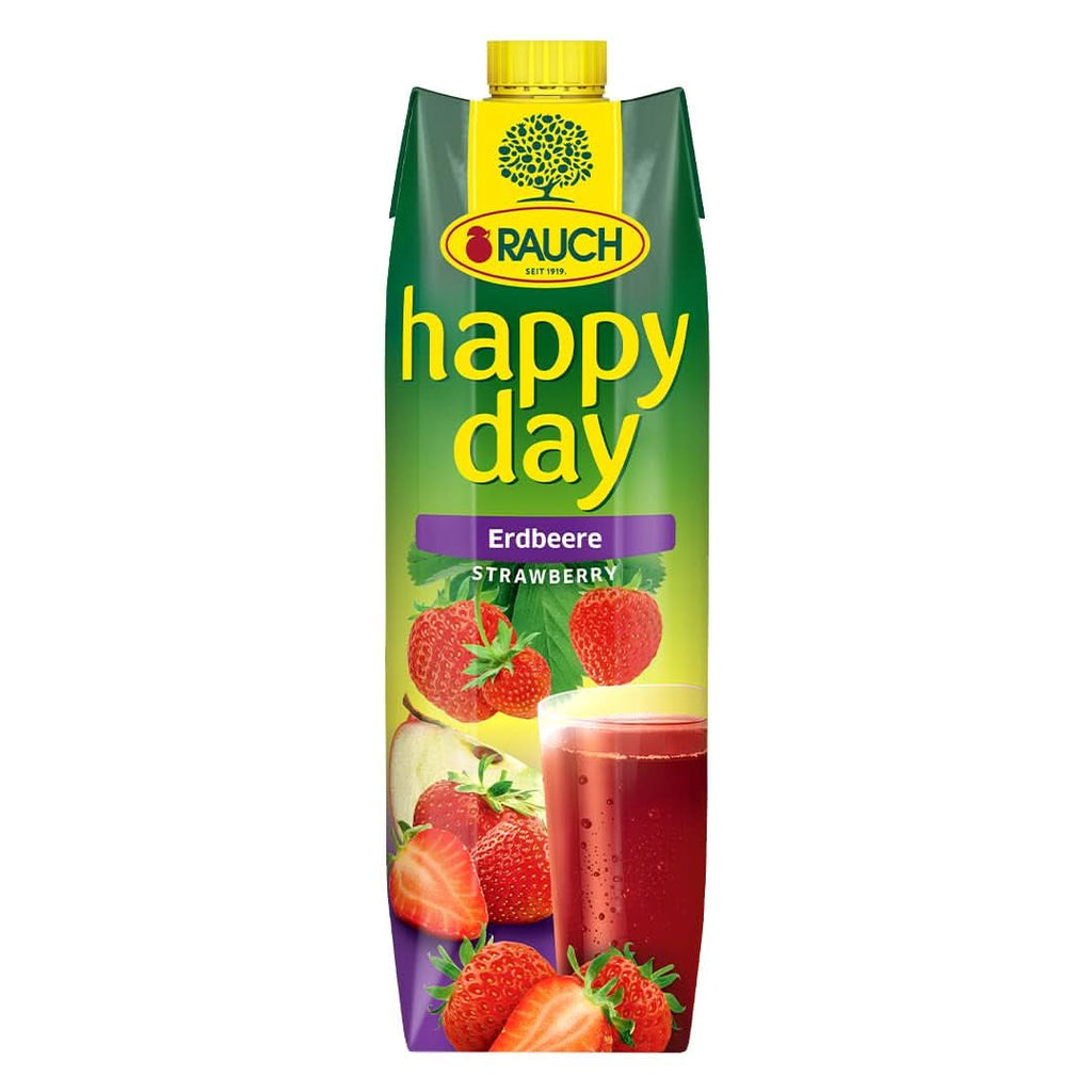 Rauch Happy Day Strawberry | Aromă intensă de căpșuni | Rafinat cu mere și lămâie | 6X 1 litru, Tetra Prisma Bauturi fara alcool Naty Shop