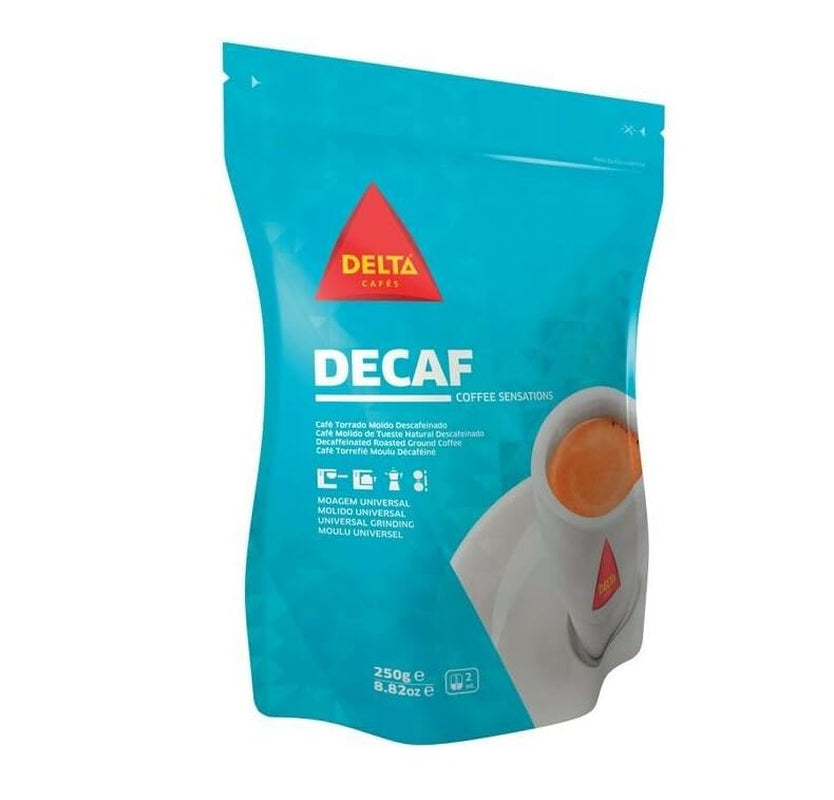 Cafea decofeinizată Delta MQ 250g – Pachet de 2 | Cafea măcinată | Aromă intensă fără cafeină