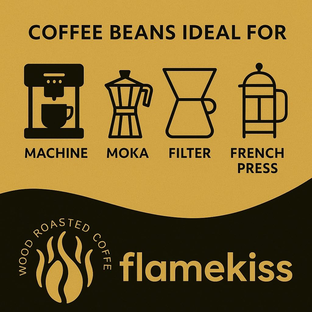 Boabe de cafea 1 kg – Boabe de espresso Arabica și Robusta de înaltă calitate, prăjite manual la foc de lemne, pentru o experiență bogată și aromatică a cafelei din boabe întregi