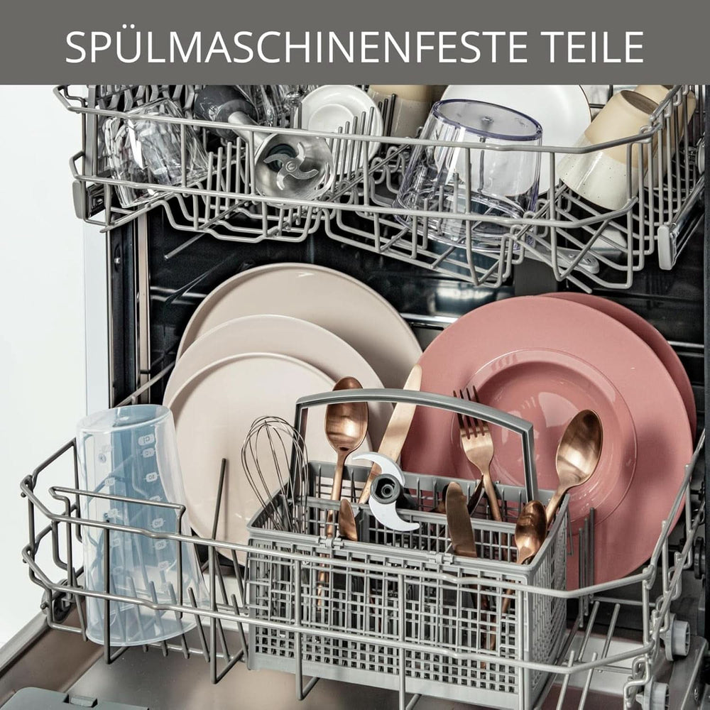 Robot da cucina Krups Perfect Mix HZ6568 | Frullatore | 1000 Watt | Edelstahlfuß | 4 Extra Scharfe Messer | Tecnologia Powelix | Schneebesen | 500ml Zerkleiner | Messbecher da 800 ml | Schwarz/Silber Cucina Naty Shop