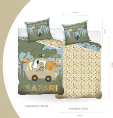 Set biancheria da letto per bambini, animali, 100% cotone con cerniera Biancheria da letto - bambini Naty Shop