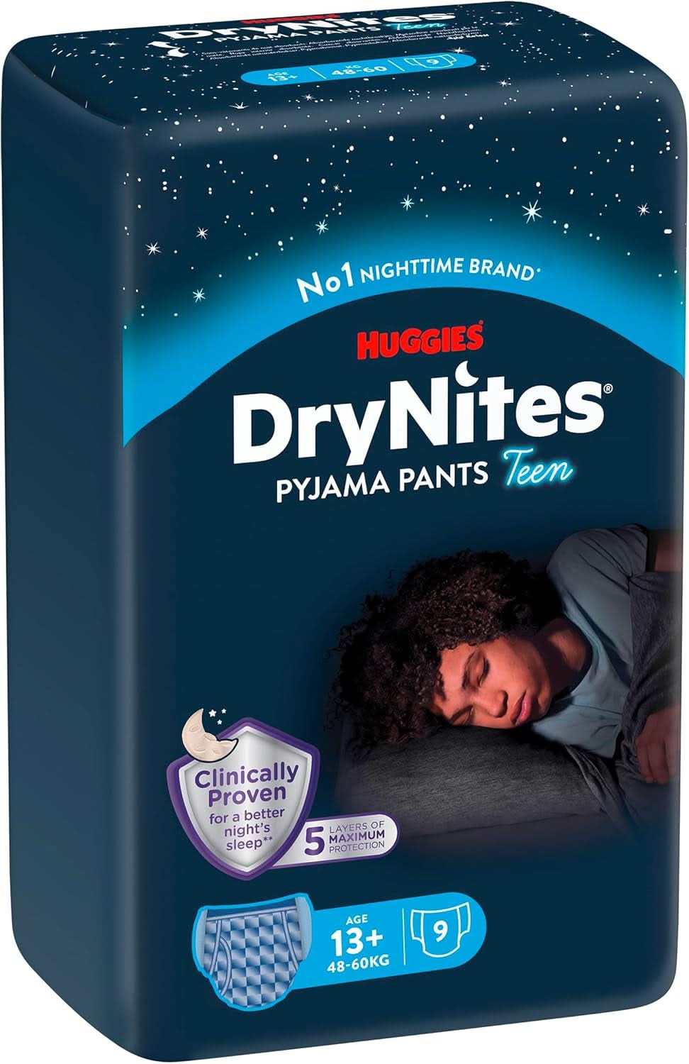 Huggies Drynites Nachtwindeln Bei Bettnässen, Für Jungen Ab 13 Bis Ca. 17 Jahre (48-60 KG), 27 Stück (3X9), Monatspack, Pannolini-Pantaloni Naty Shop