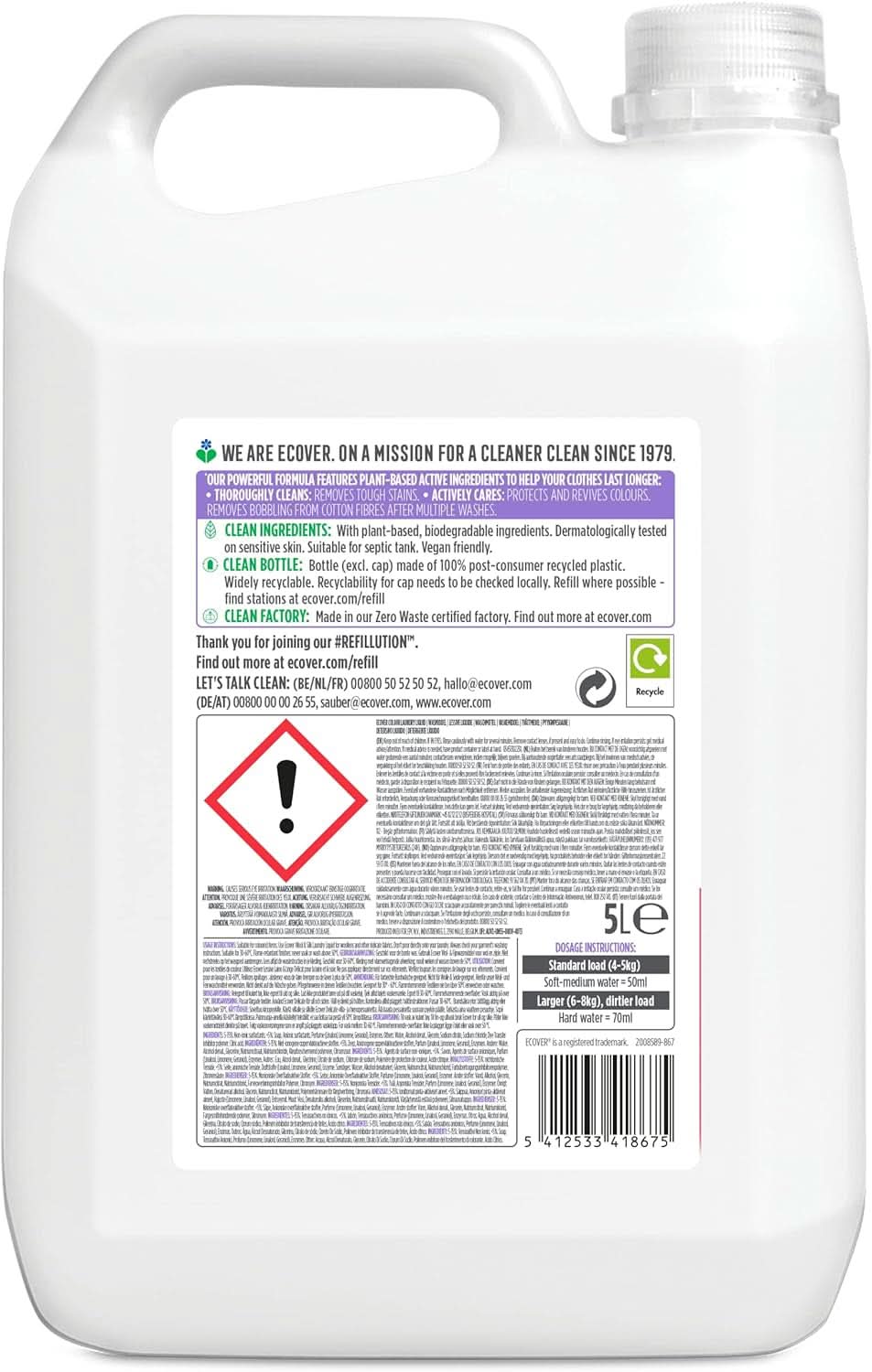 Detersivo per Bucato Ecover Color Fiori di Melo e Fresia, Detersivo liquido con ingredienti vegetali per preservare e proteggere i capi Naty Shop