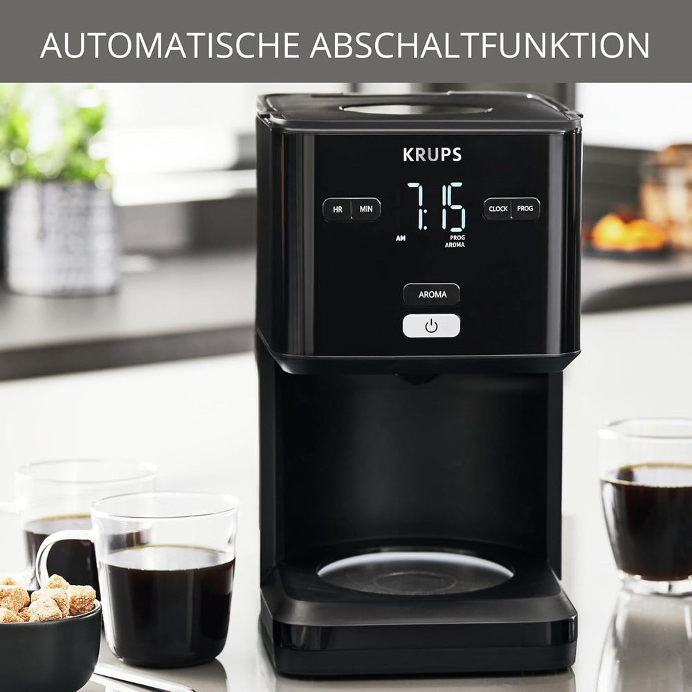 Aparat de cafea Krups Smart'n Light cu temporizator, pentru 1,25 litri de cafea filtrată, funcție de menținere la cald, oprire automată, negru, KM600810