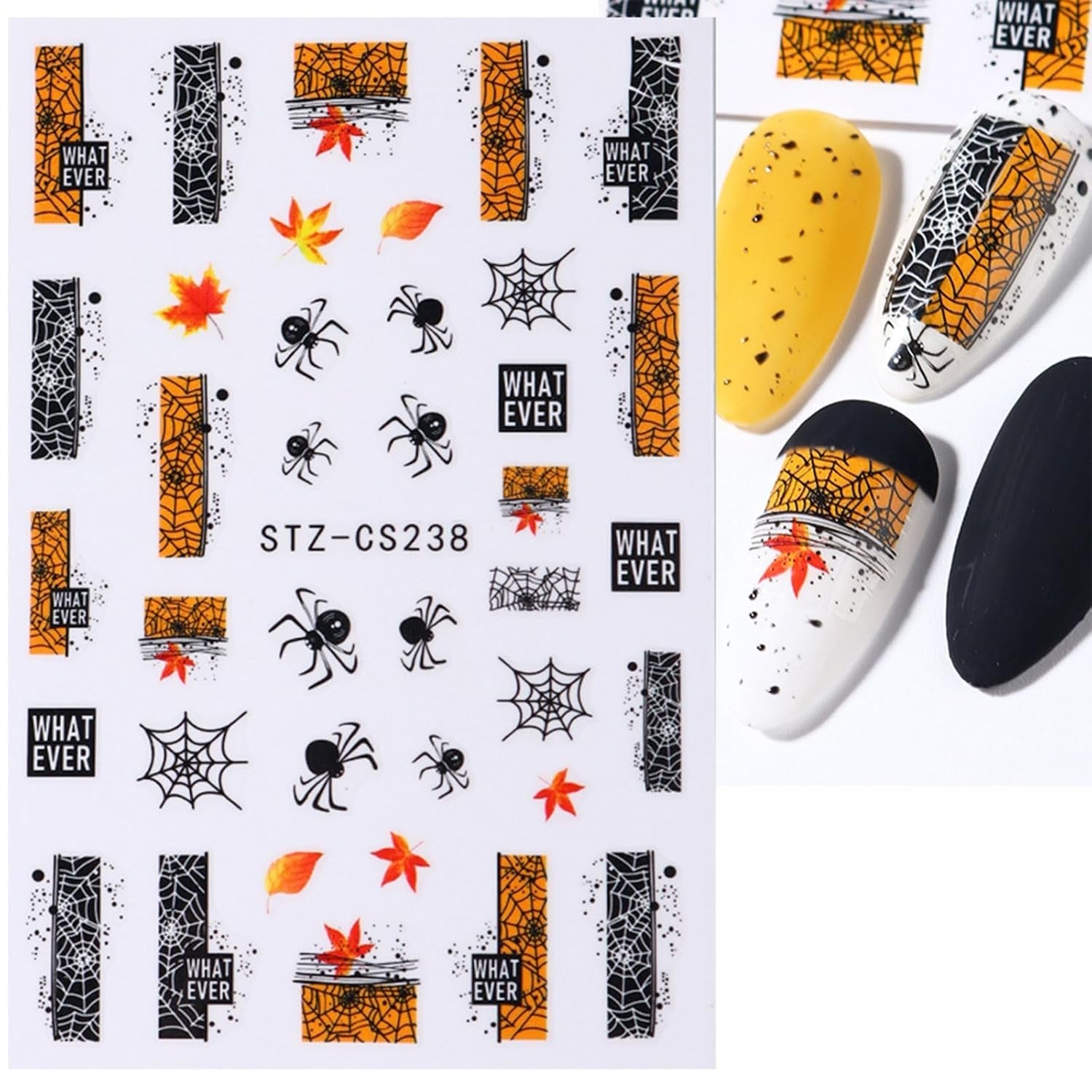 JMEOWIO Nagelsticker Herbst 9 Blatt Nail Art Sticker Selbstklebend Nagelaufkleber Kürbis Ahornblatt Erntedankfest Dekoration Nageldesign Zubehör