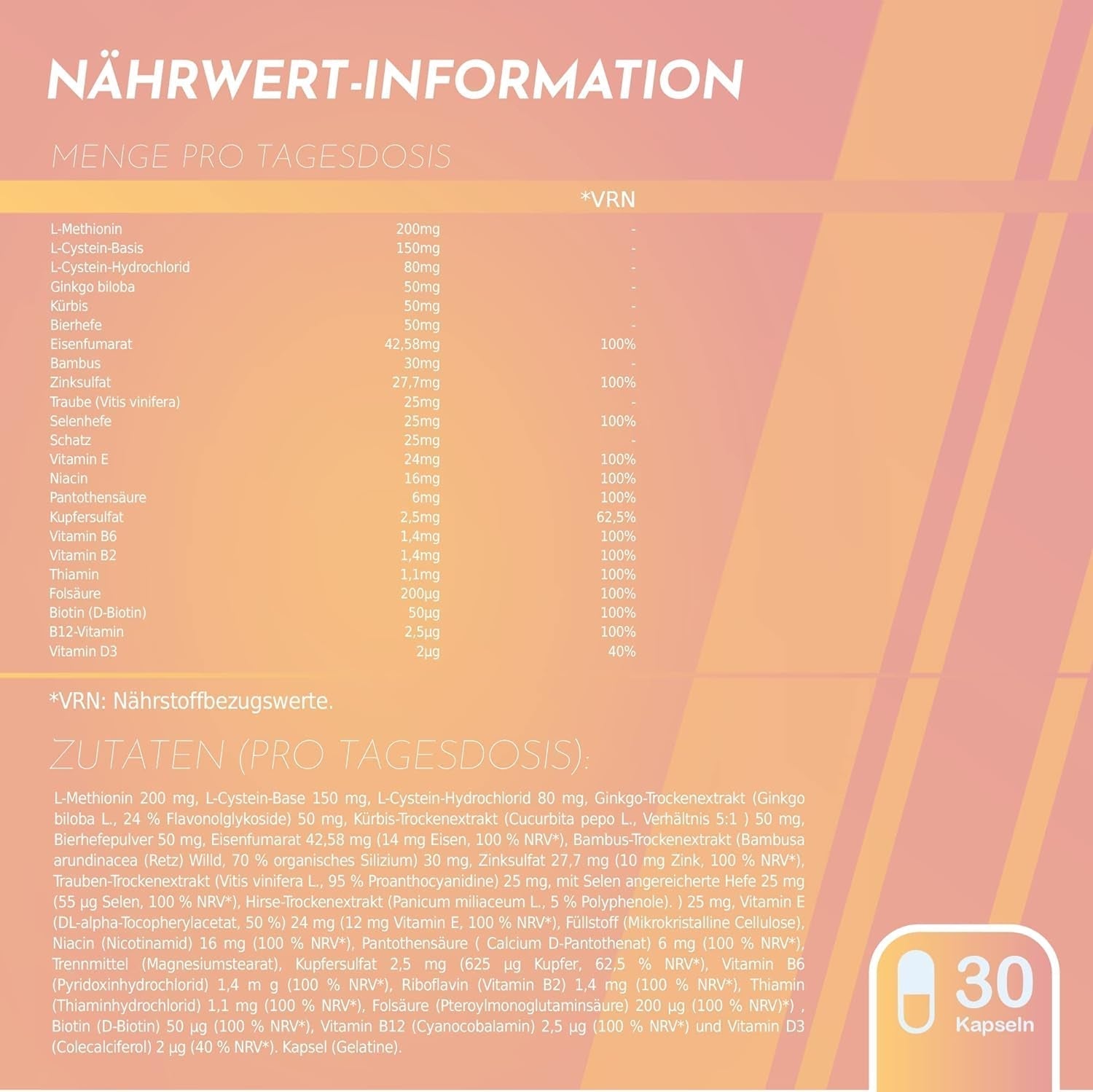 Healthy Fusion Haircomplex, efficace contro la caduta dei capelli, 30 capsule Cura dei capelli Naty Shop