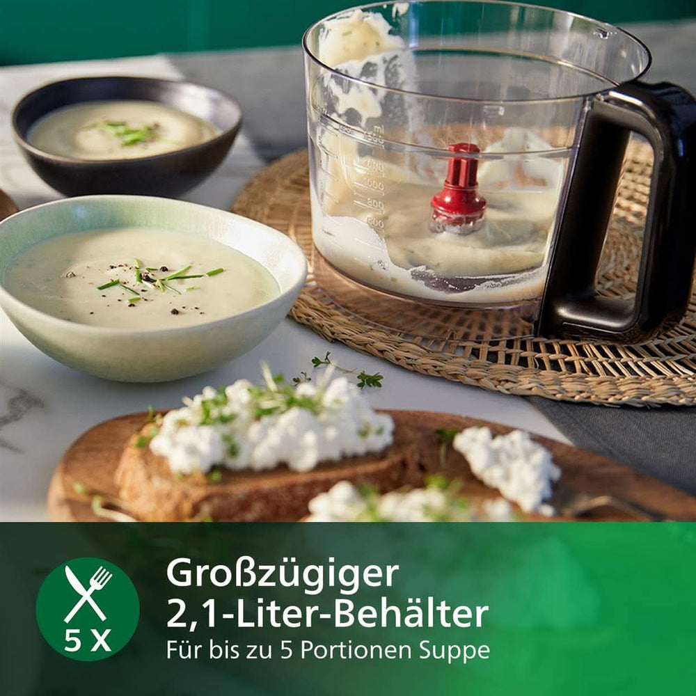 Philips Kompakte Küchenmaschine – 850W, 31 Funktionen, 2.1-Liter-Behälter, Powerchop, Edelstahlklinge (HR7530/10) Cucina Naty Shop