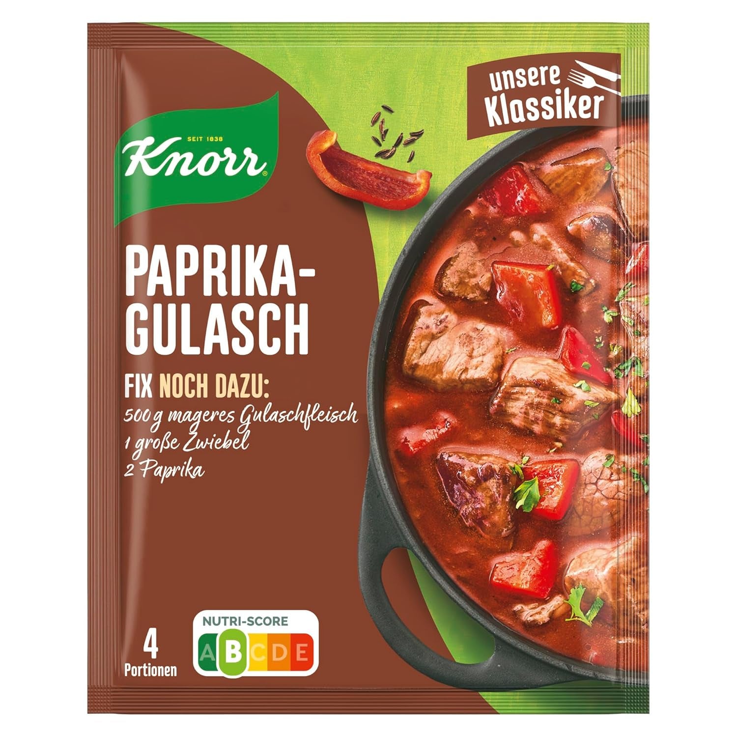 Knorr Fix Würzmischung Paprika-Gulash per una carne leccata con ingredienti naturali 4 porzioni