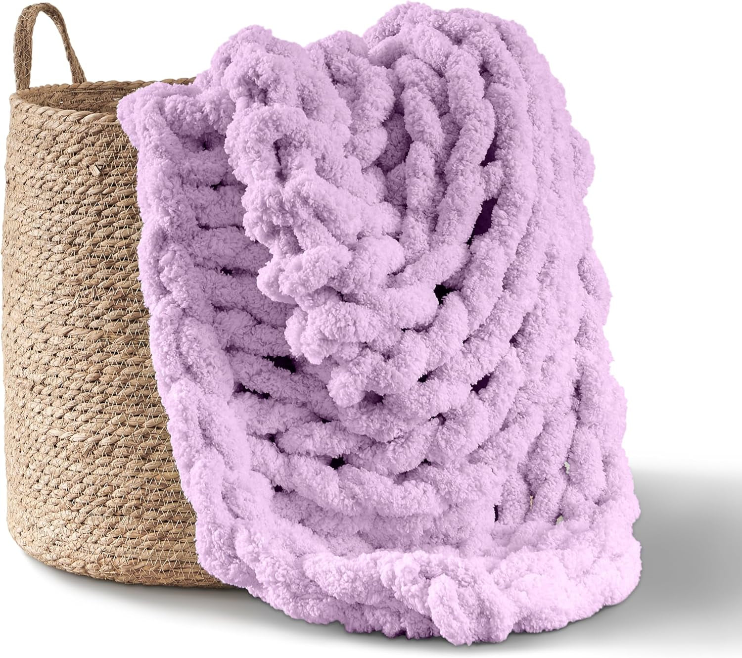 Coperta a maglia grossa, plaid, 100% lavorato a mano con filato di ciniglia jumbo (127 X 152,4 cm, grigio lilla) Letti e piumini Adyrescia Purple 50 "X60"