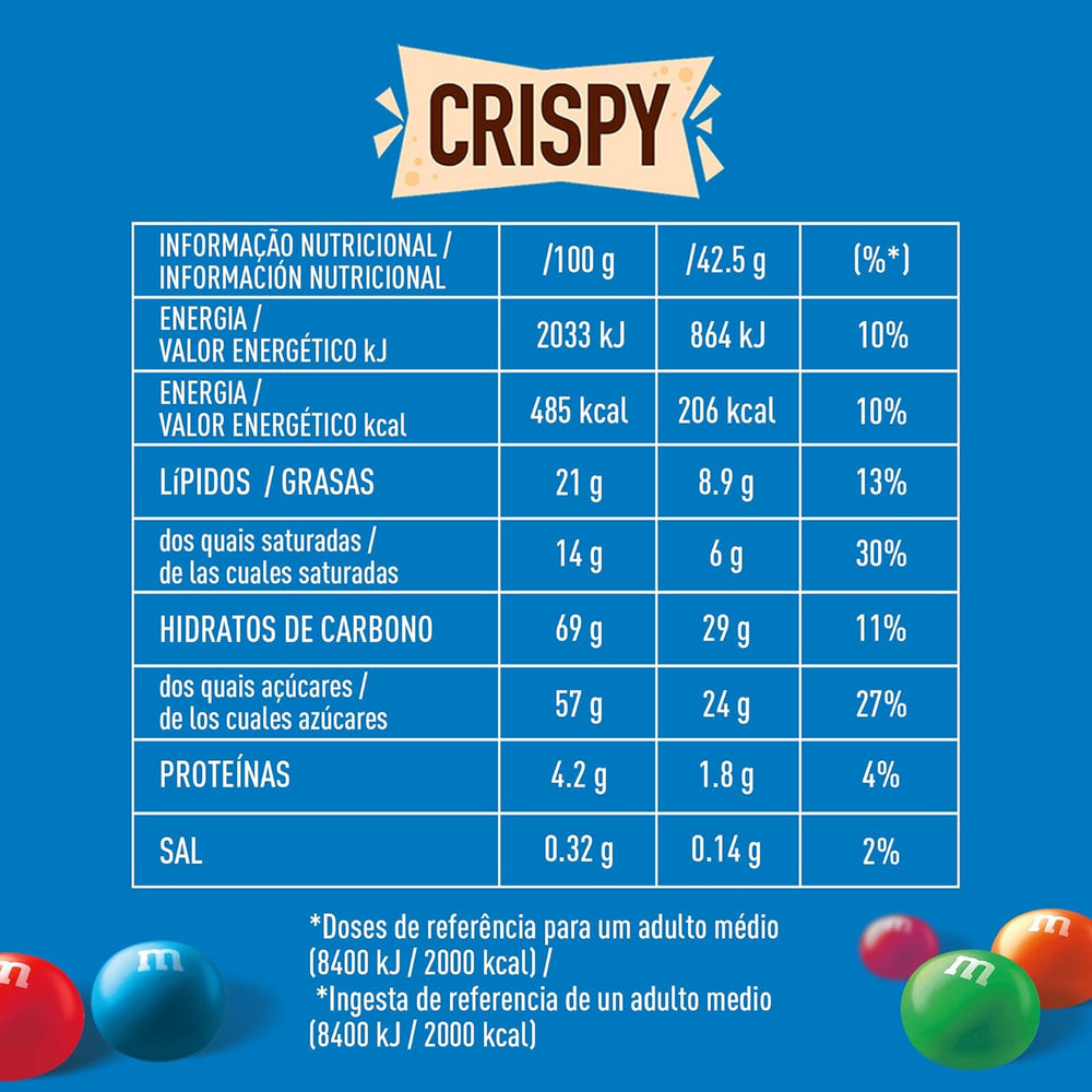 M&M'S Crispy, lenticchie croccanti al cioccolato e centro croccante, cioccolato, 1 confezione (1 x 340 g) (confezione da 2)