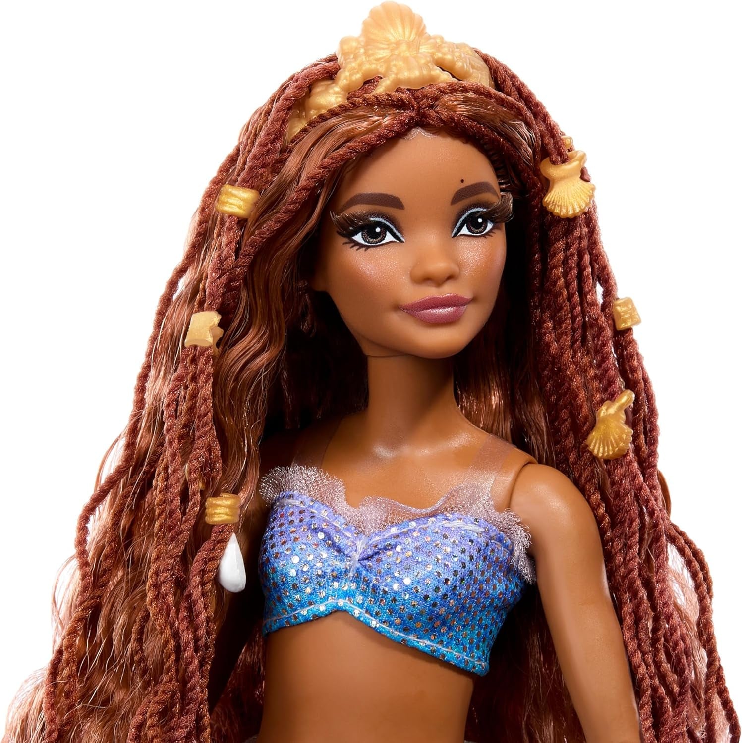 Mattel Disney Ariel Mica Sirenă - Păpușă Sirenă Deluxe cu Mărgele de Păr și Suport pentru Păpușă pentru Joacă Imaginativă și Expoziție, pentru Copii cu Vârsta de 3 Ani și Peste, HNF42