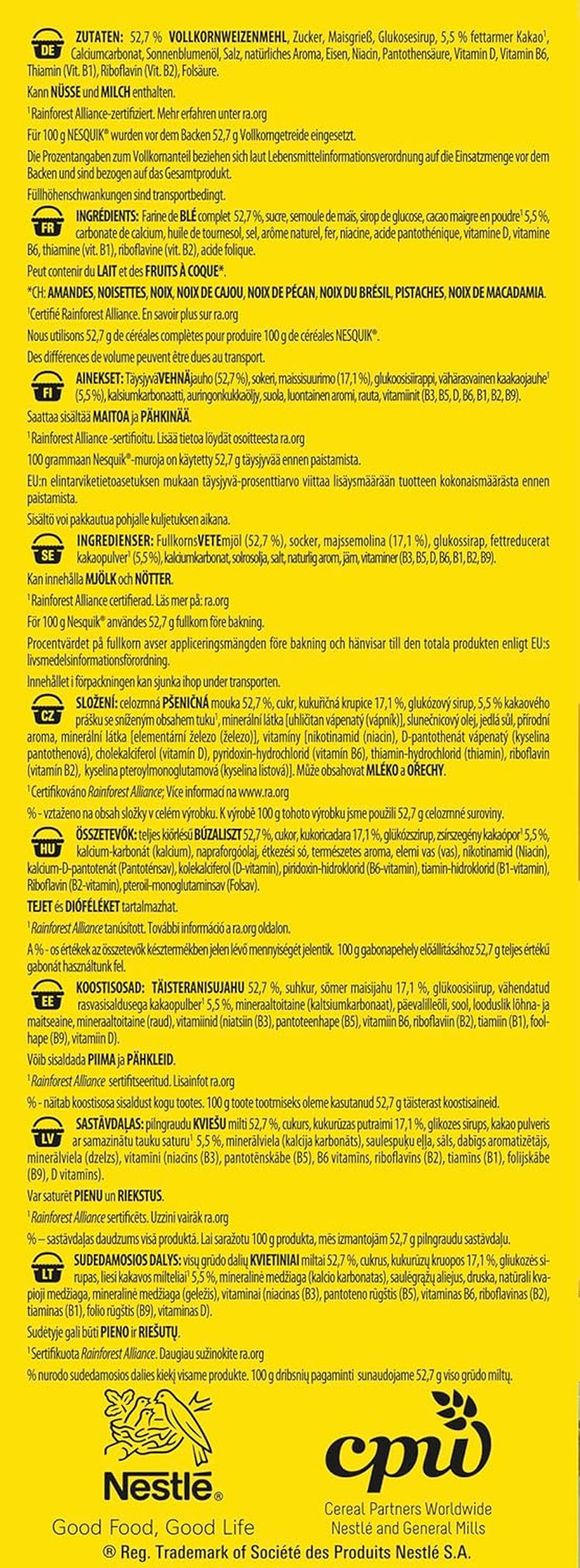 Nestlé Nesquik Crunchy Breakfast, Cereali con cioccolato e cereali integrali, 1 confezione (1 x 1 kg)