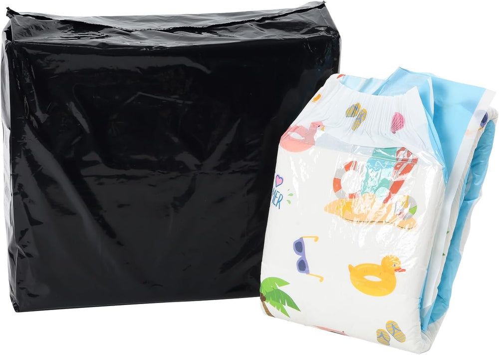 CutiePlusU Pannolini per adulti, confezione da 10, pannolini usa e getta per donne e uomini, massima assorbenza durante la notte - I Love Summer (taglia media 71-96 cm)