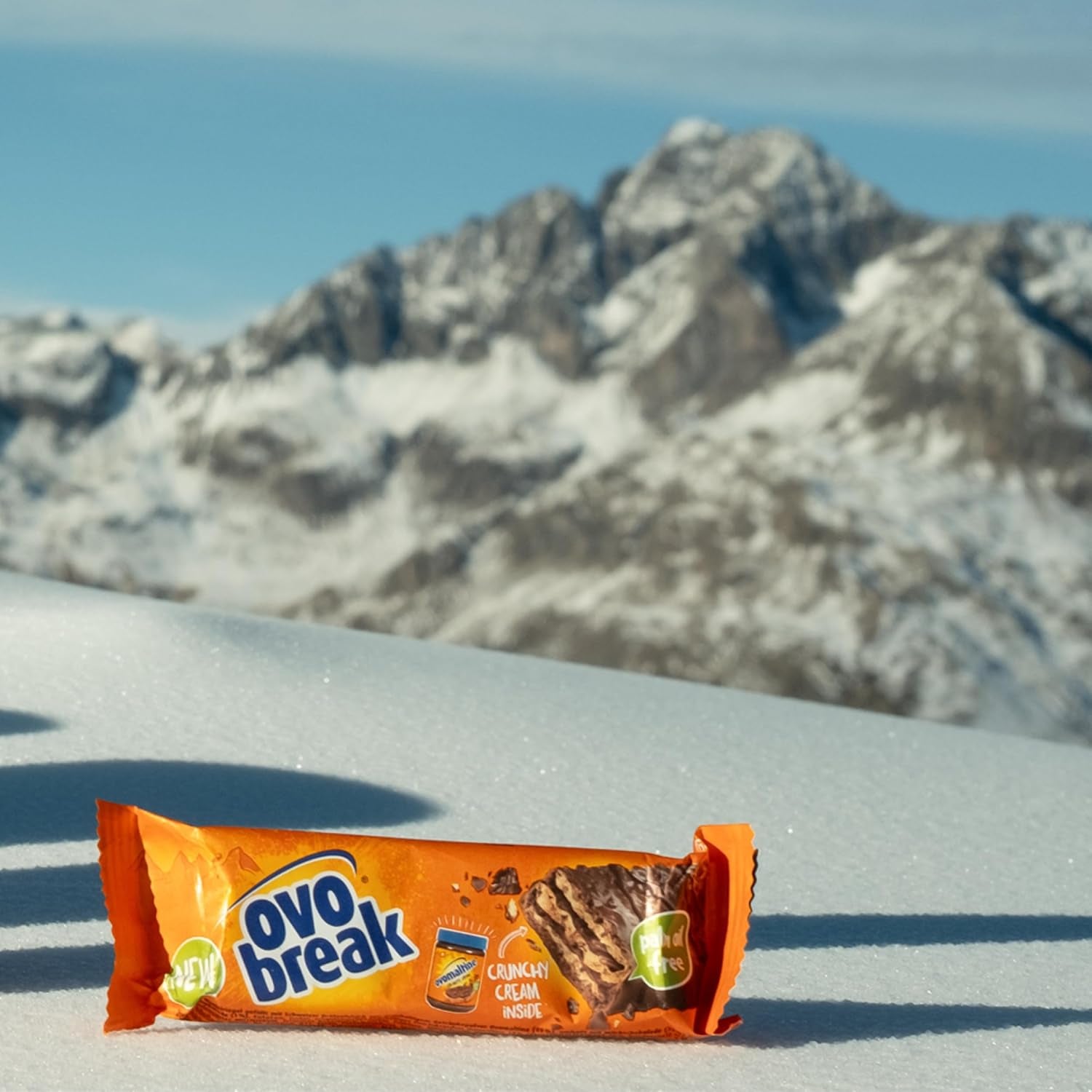 Ovomaltine OVO BREAK Barretta Wafer e Cioccolato - uno snack croccante dal gusto inconfondibile della nostra apprezzata Creme Crocante, naturalmente senza olio di palma (4 x 39g)