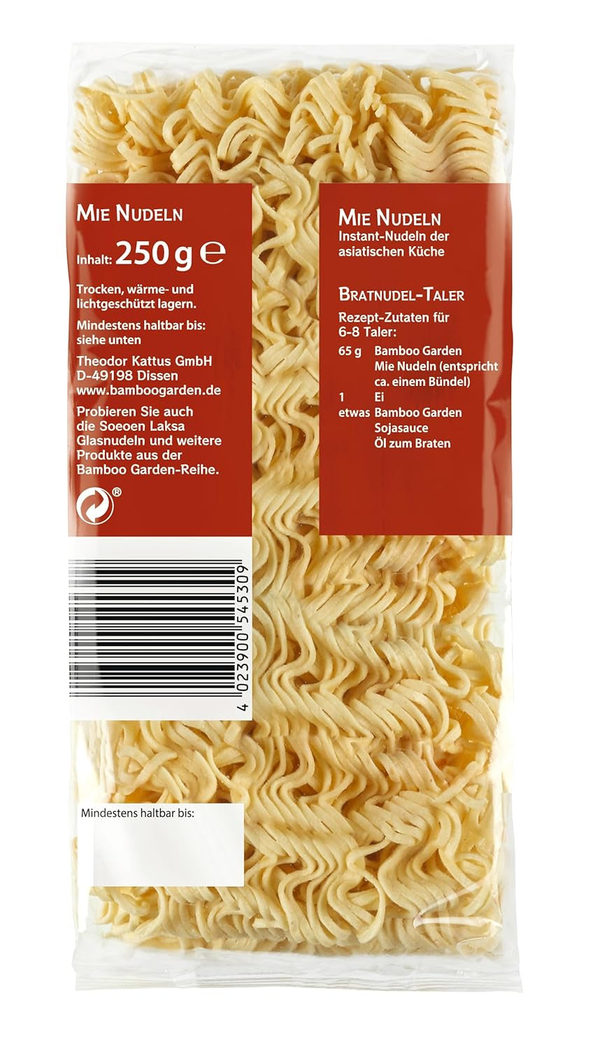 Giardino di bambù - Mie Noodles | Noodles istantanei per la cucina asiatica | Ideale per piatti wok o zuppe Vegani | Busta da 250 g