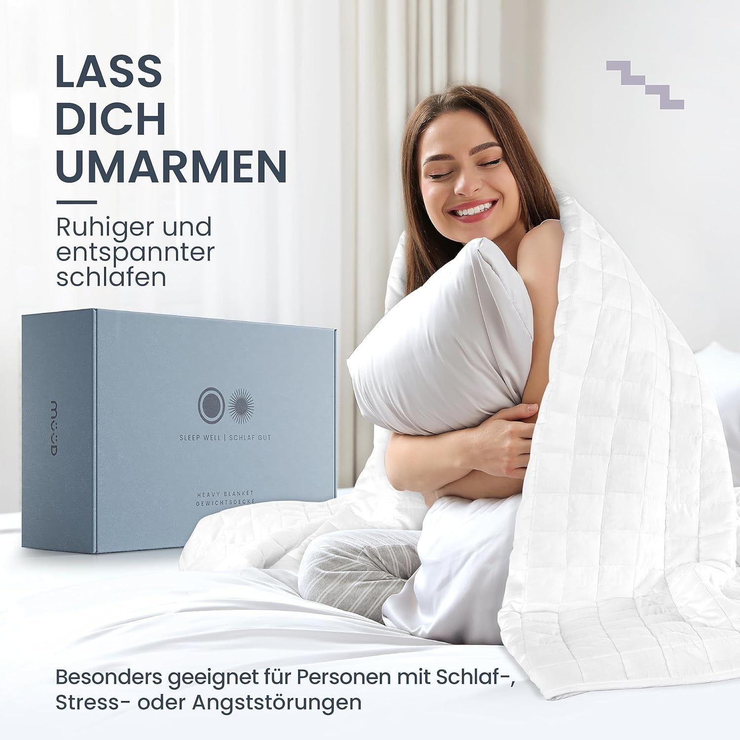 Pătură terapeutică de 7 kg I 135X200Cm I Pentru somn odihnitor I Pătură ponderată de înaltă calitate din bumbac respirabil I Reducătoare de stres și terapeutică - Inclusiv cutie de ambalare cu mâner de transport Paturi si Cuverturi Besuche den mÃ¼Ã¼d-Store