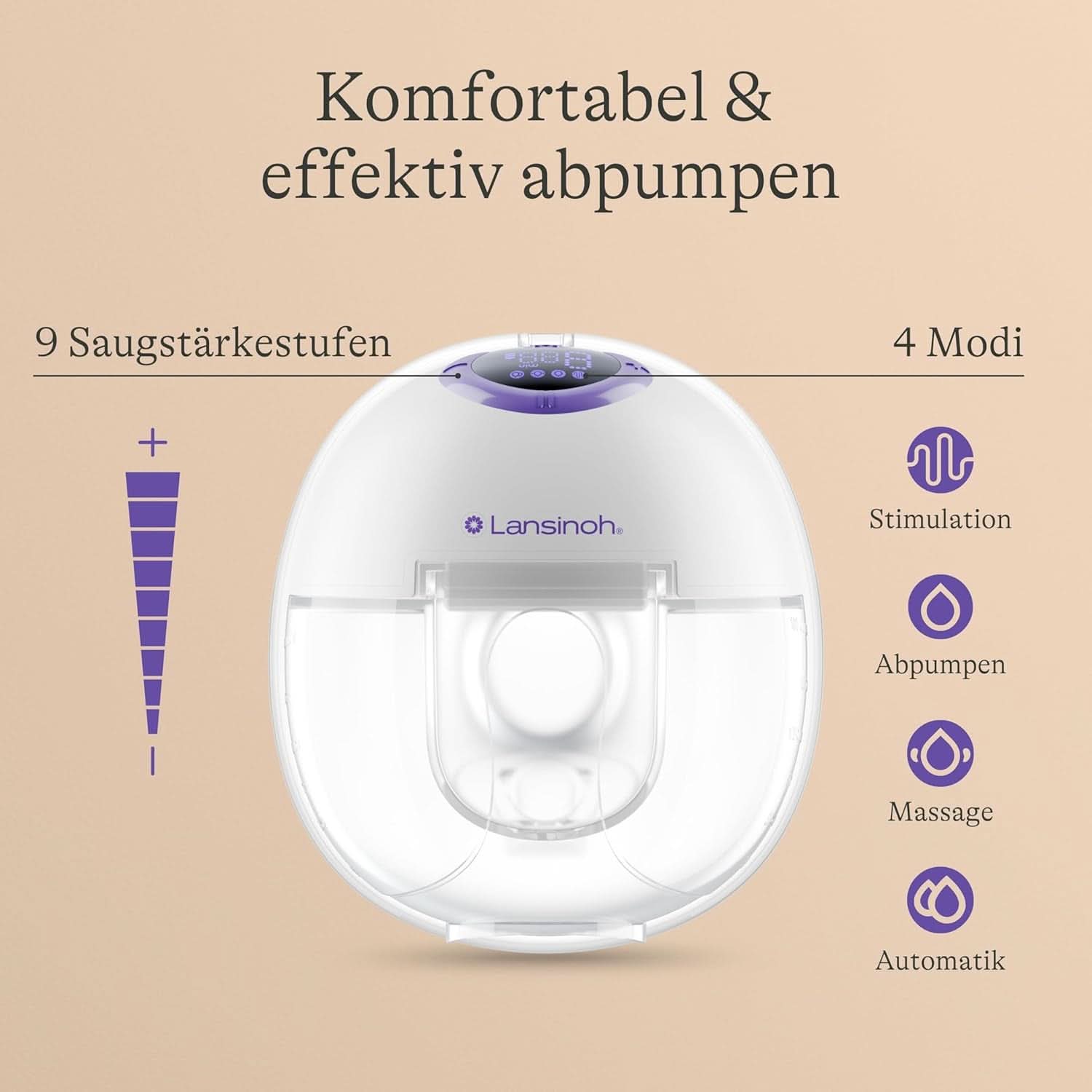 Lansinoh Tragbare Elektrische Doppelmilchpumpe – Freihändig Und Leise Abpumpen Ohne Kabel & Schläuche – Wiederaufladbarer Akku – Einfache Bedienung & Reinigung - Accessori vivavoce Alimentazione e allattamento Bebe Naty Shop