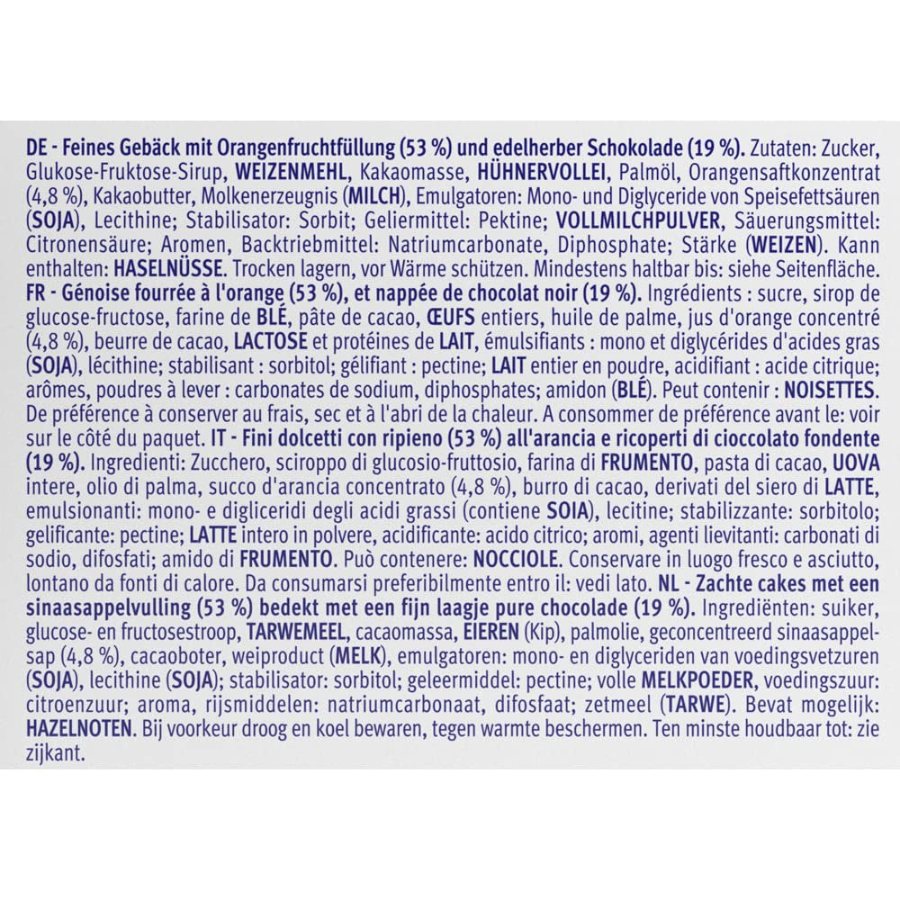 Bahlsen Messino Edelherb - Pachet de 4 - Aluat pufos cu umplutură de portocale și ciocolată Edelherb (1 x 125 g)