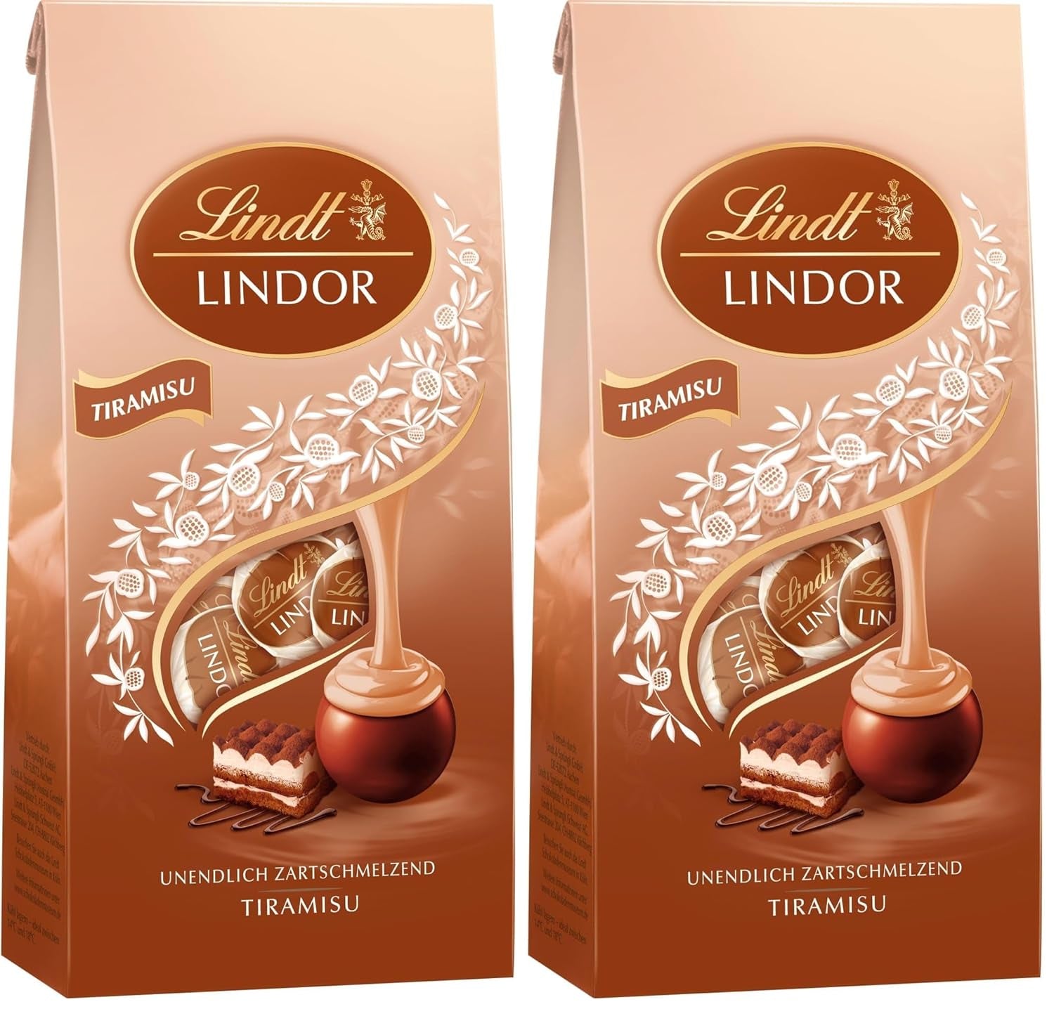 Cioccolata Lindt | Borsa tiramisù LINDOR | 137g| 11 palline di cioccolato al latte con ripieno di tiramisù che si scioglie in bocca | Dono di cioccolato
